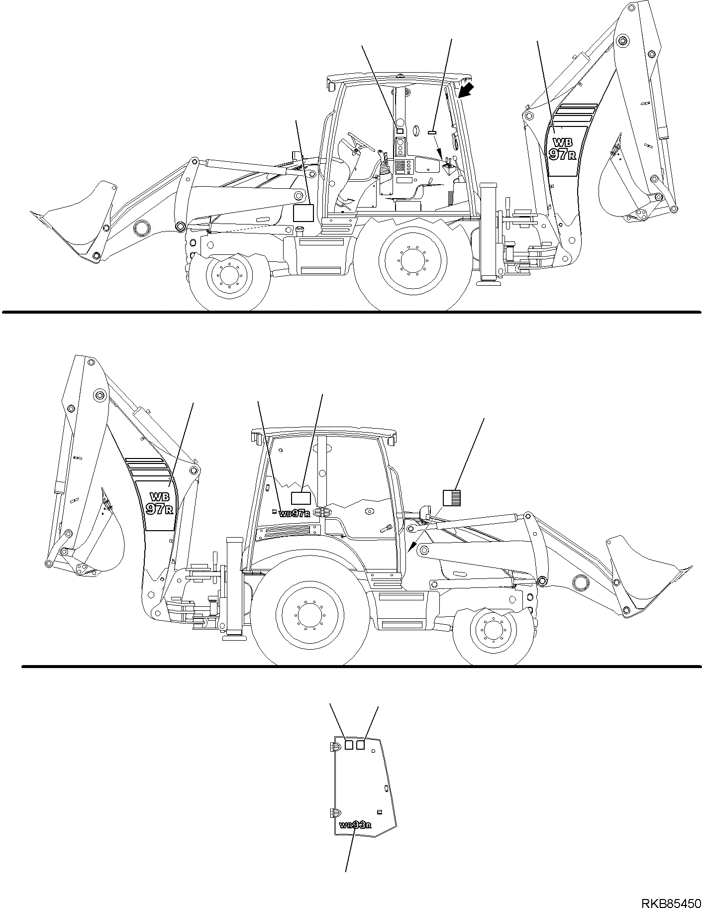 Схема запчастей Komatsu WB97R-5E0 - МАРКИРОВКА (/) МАРКИРОВКА