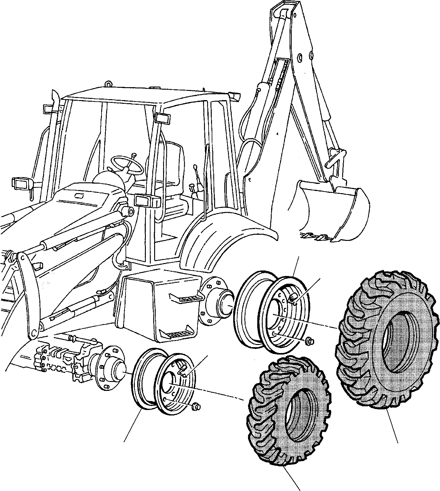 Схема запчастей Komatsu WB97R-2 - КОЛЕСА РАМА