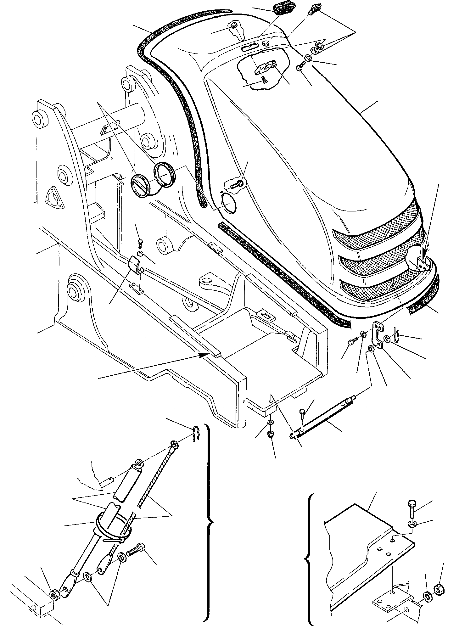 Схема запчастей Komatsu WB97R-2 - КРЫШКИ (/) ЧАСТИ КОРПУСА И КАБИНА