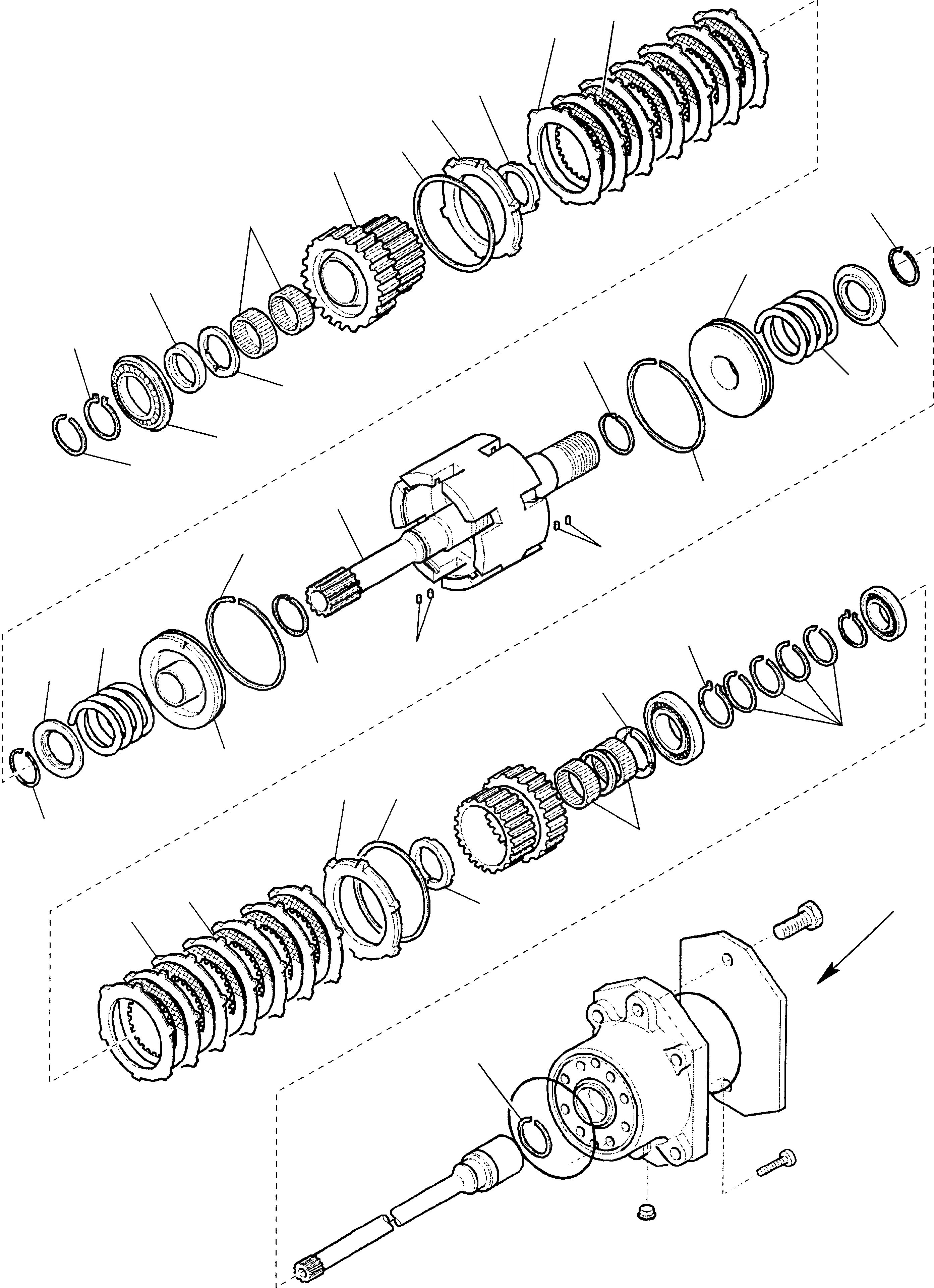 Схема запчастей Komatsu WB97R-2 - ТРАНСМИССИЯ (/) РАМА