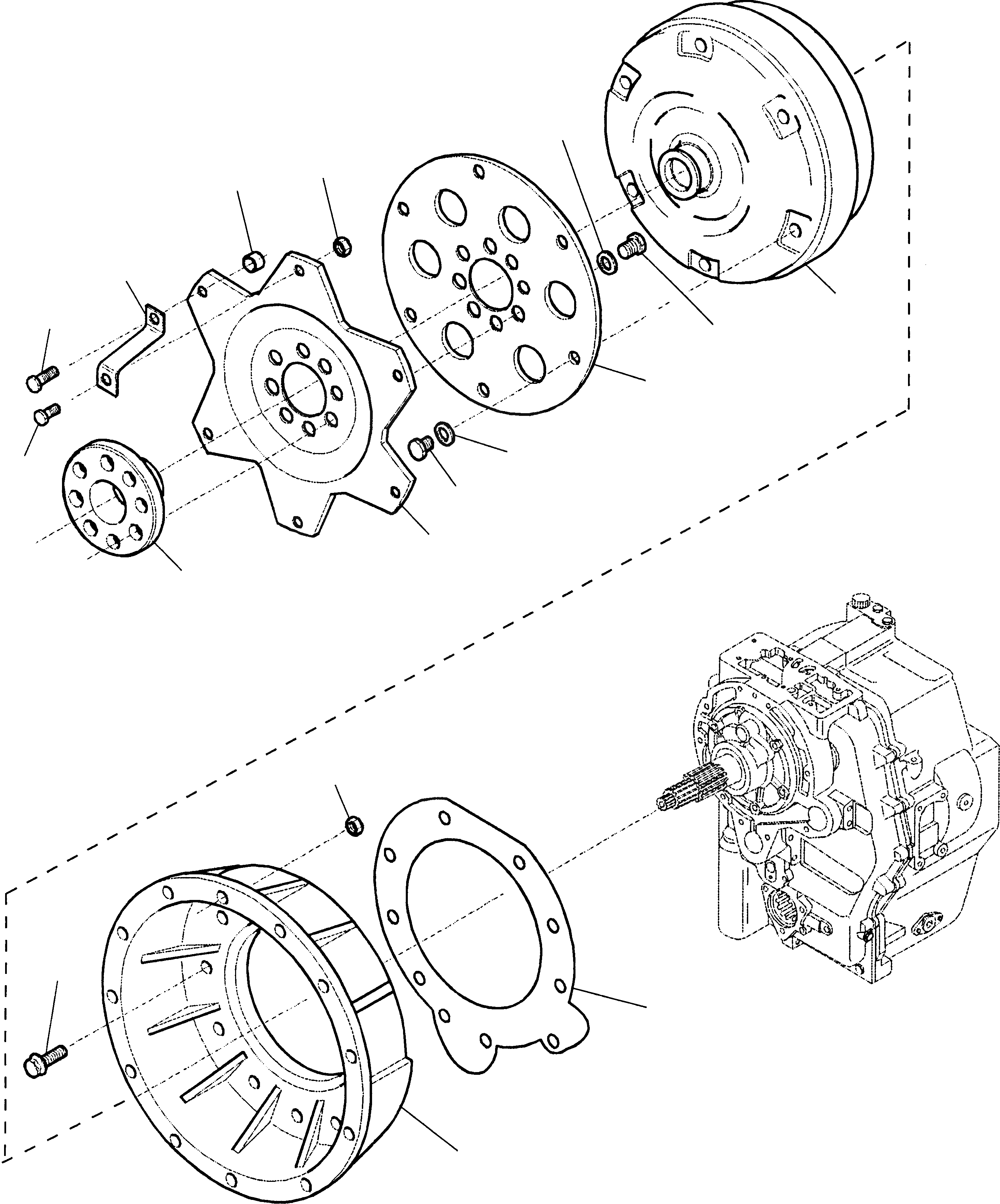 Схема запчастей Komatsu WB97R-2 - ТРАНСМИССИЯ (/) РАМА