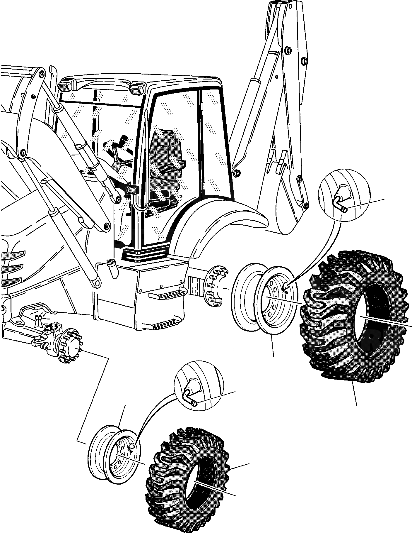 Схема запчастей Komatsu WB97R-2 - КОЛЕСА (ОПЦИОНН.) РАМА