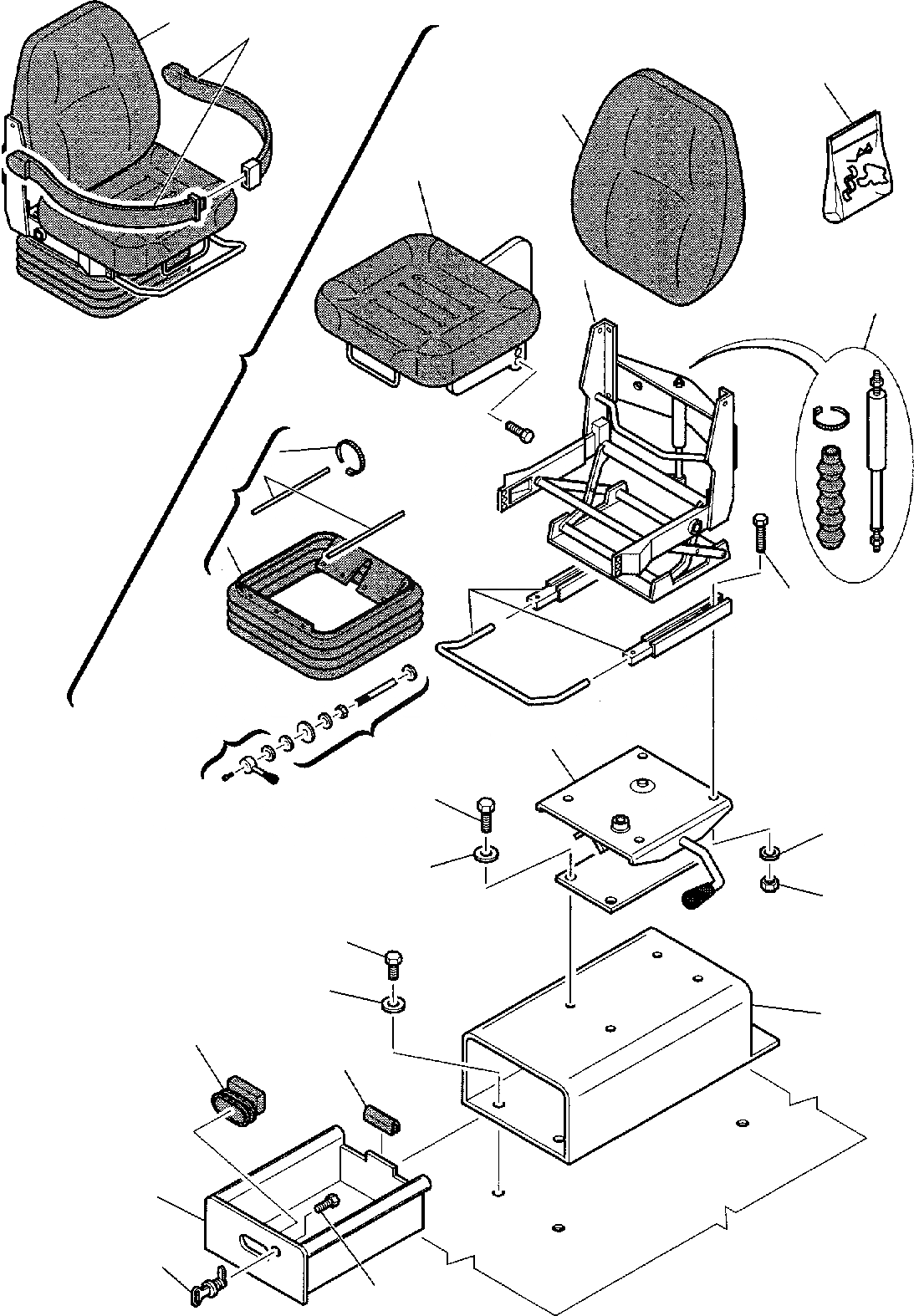 Схема запчастей Komatsu WB97R-2 - СИДЕНЬЕ ОПЕРАТОРА ЧАСТИ КОРПУСА И КАБИНА