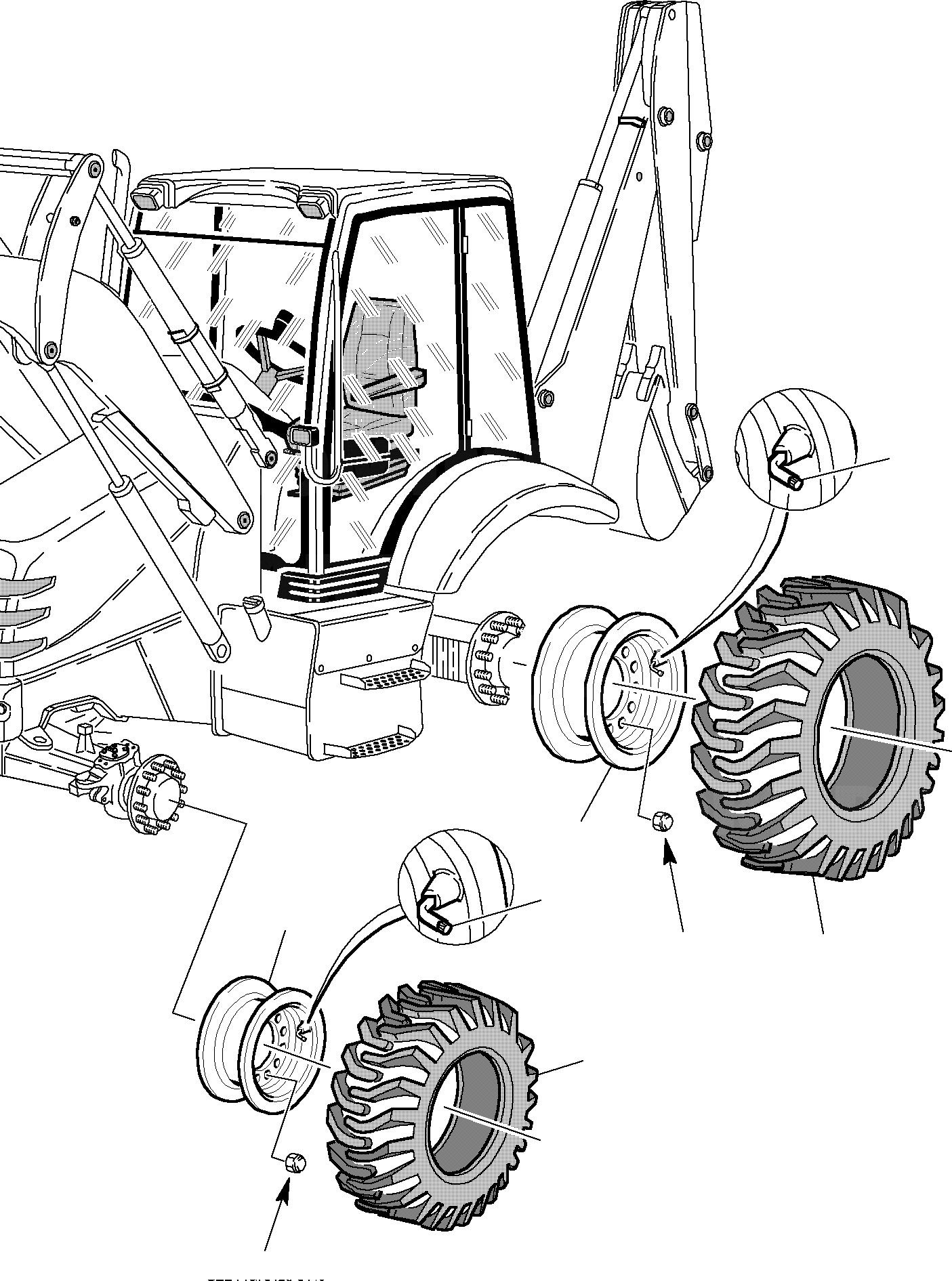 Схема запчастей Komatsu WB97R-2 - КОЛЕСА (ОПЦИОНН.) РАМА