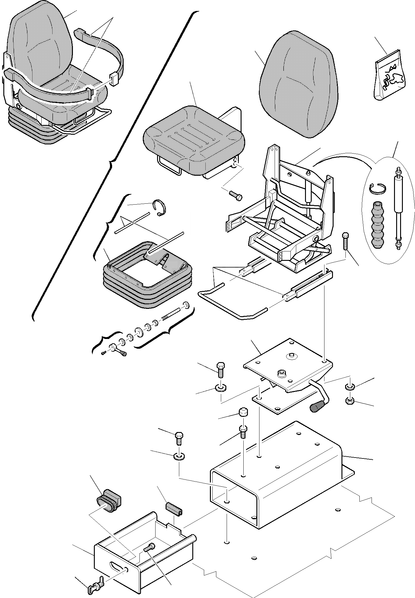 Схема запчастей Komatsu WB97R-2 - СИДЕНЬЕ ОПЕРАТОРА ЧАСТИ КОРПУСА И КАБИНА