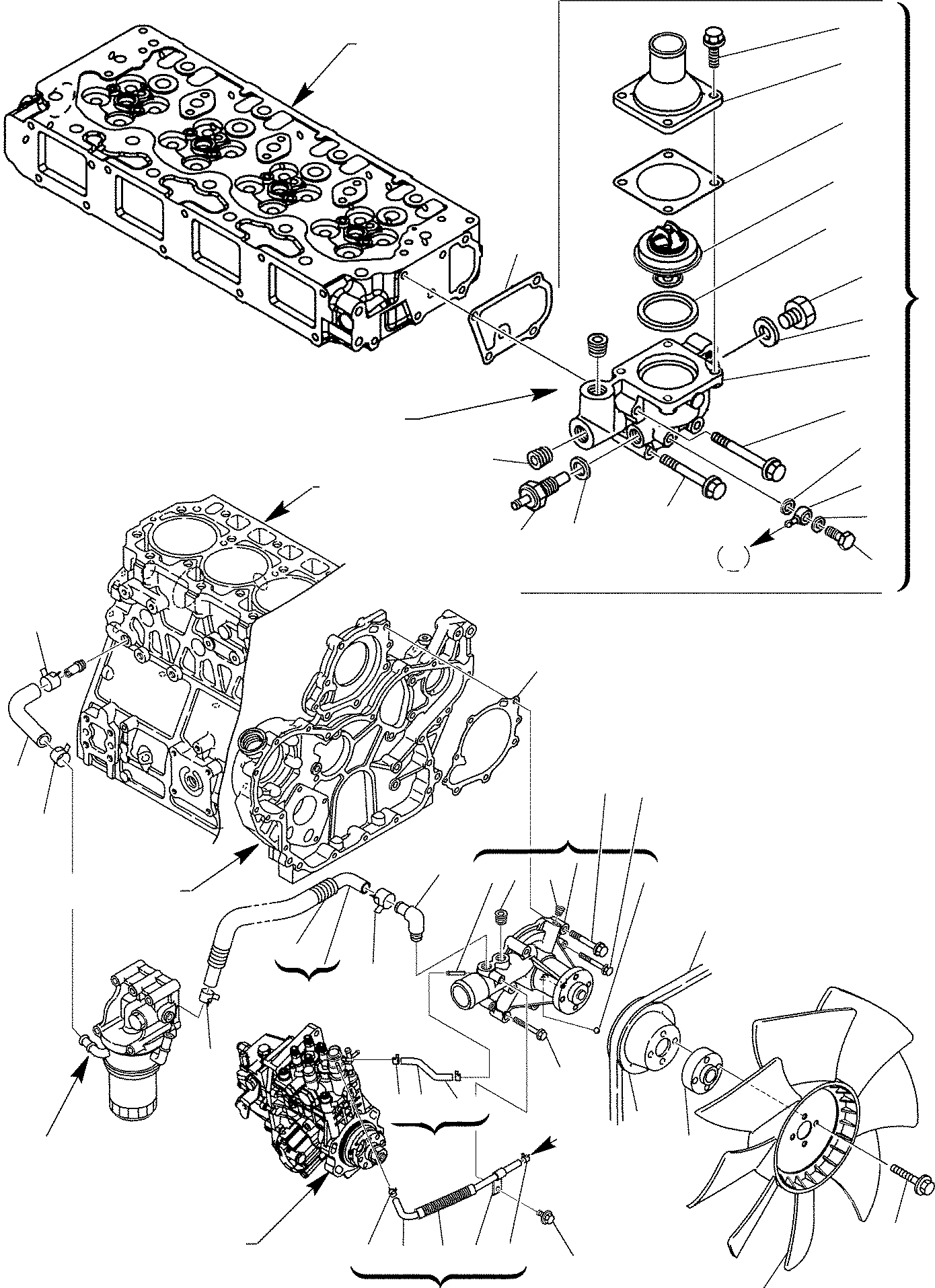 Схема запчастей Komatsu WB97R-2 - СИСТЕМА ОХЛАЖДЕНИЯ ДВИГАТЕЛЬ