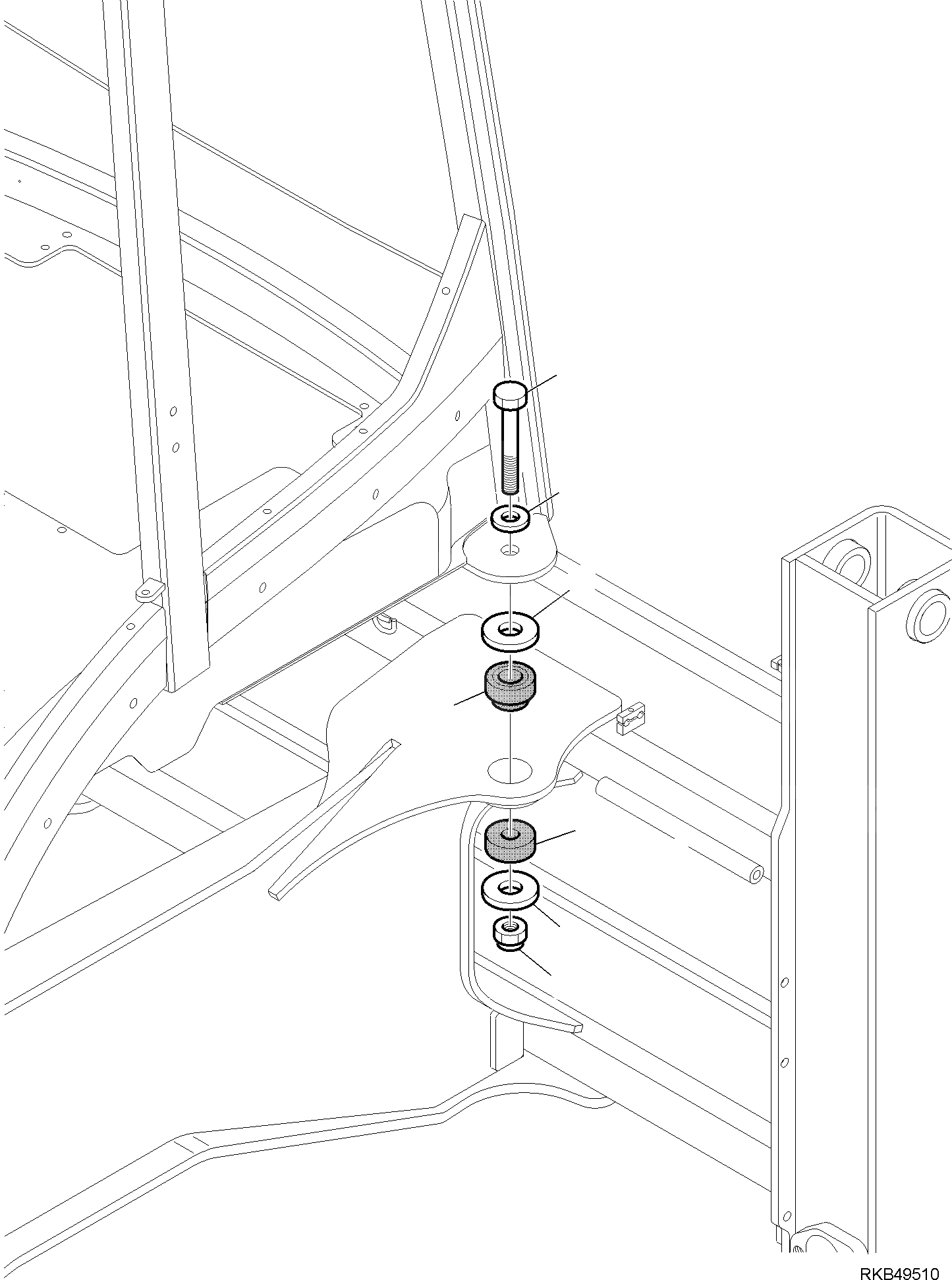 Схема запчастей Komatsu WB97S-5E0 - КАБИНА КРЕПЛЕНИЕ ЧАСТИ КОРПУСА И КАБИНА