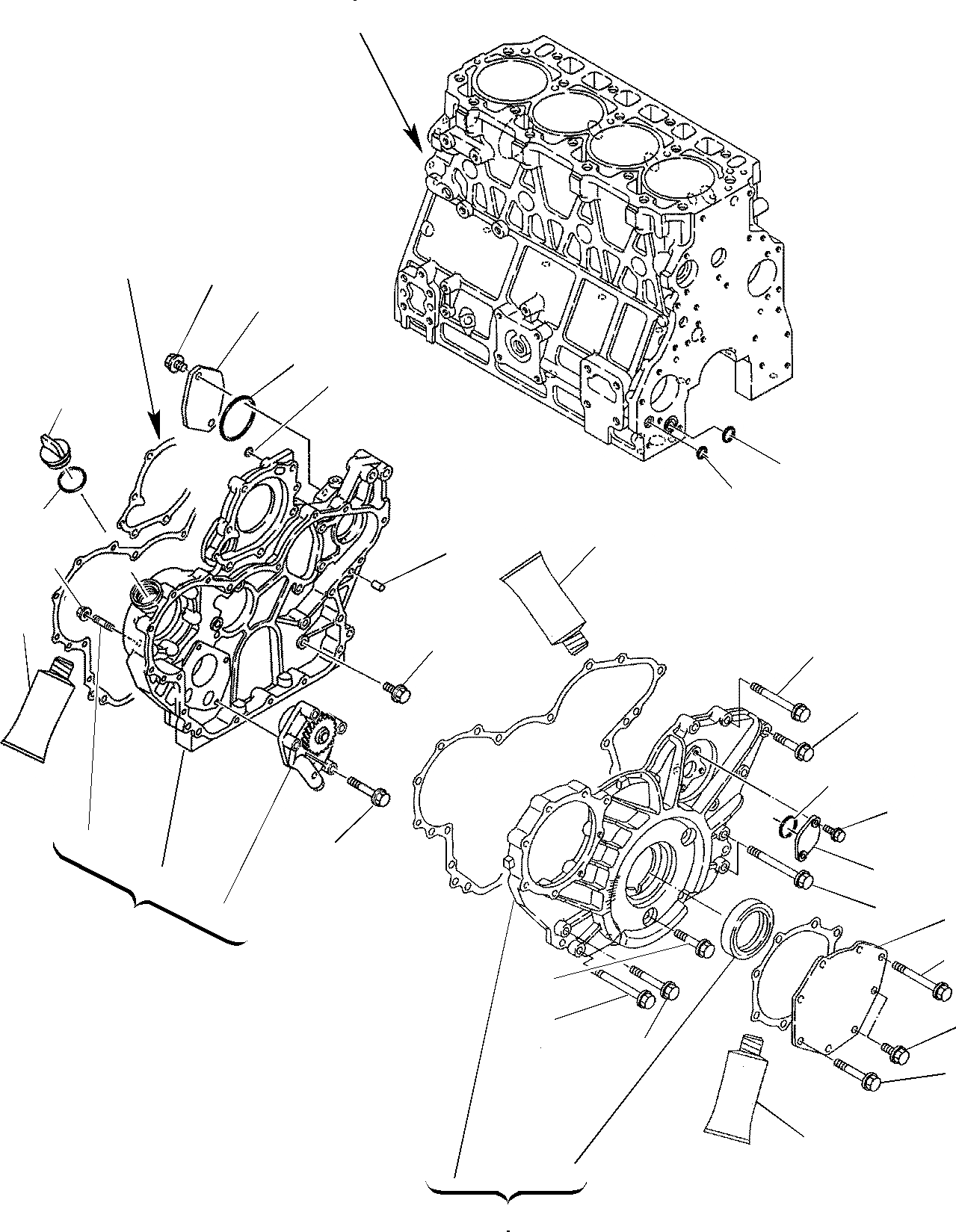 Схема запчастей Komatsu WB97S-2 - КОЖУХ ШЕСТЕРЕН. ПЕРЕДАЧИ ДВИГАТЕЛЬ