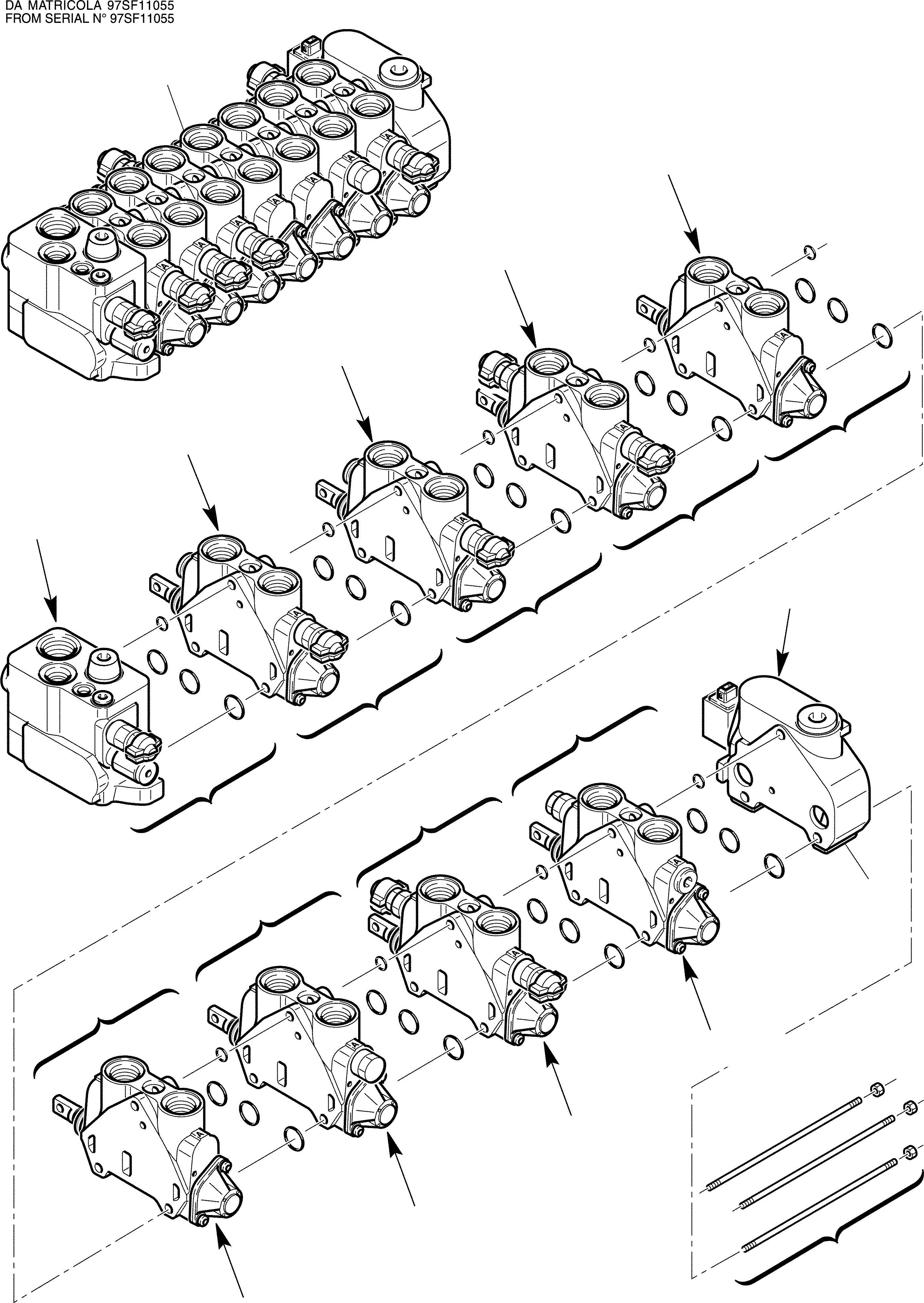 Схема запчастей Komatsu WB97S-2 - BACHKOE УПРАВЛЯЮЩ. КЛАПАН (8 SECTION)(ФИКСИР. РУКОЯТЬ+МОЛОТ) ГИДРАВЛИКА РАБОЧЕЕ ОБОРУДОВАНИЕ