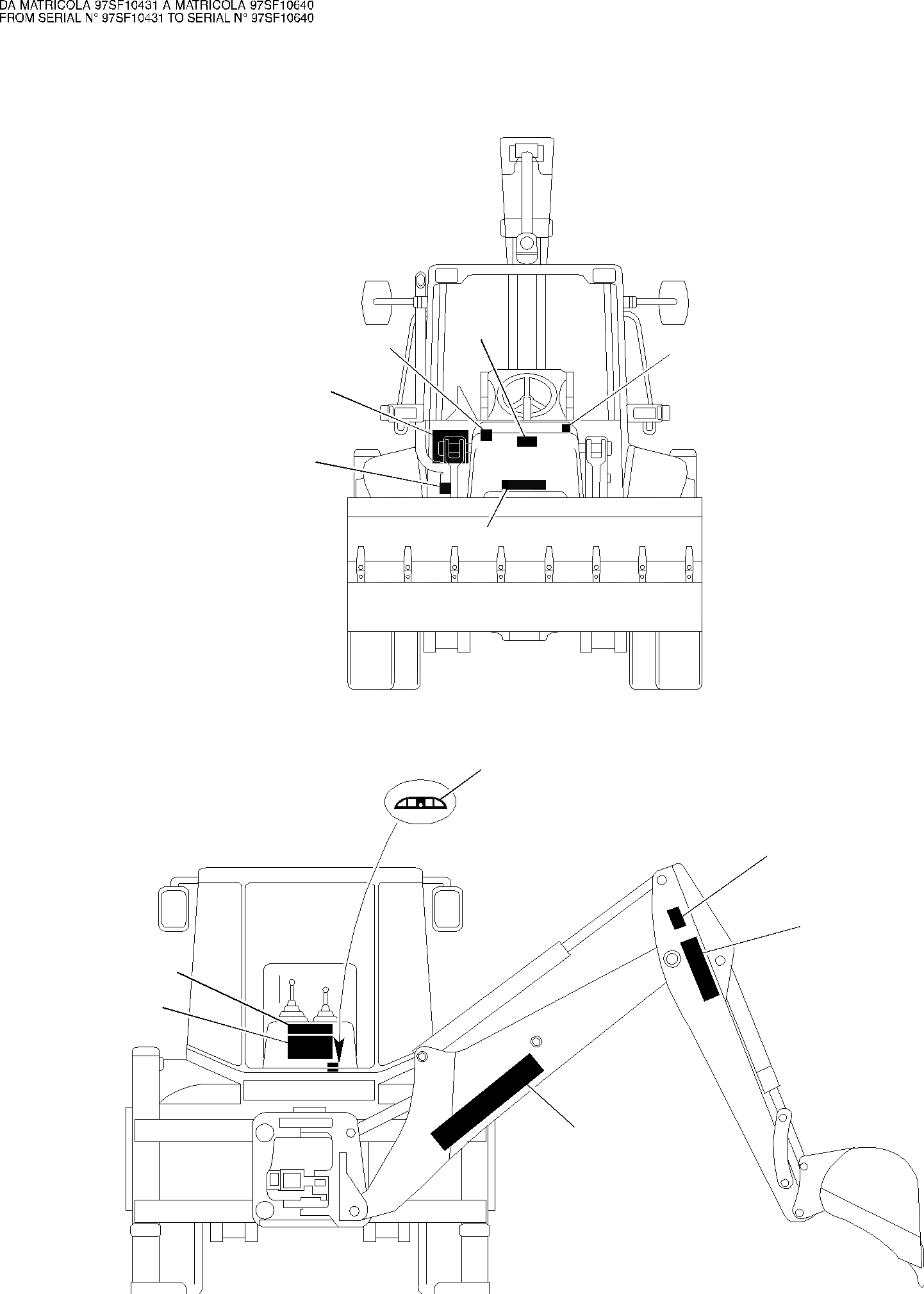 Схема запчастей Komatsu WB97S-2 - НАКЛЕЙКИ (/) МАРКИРОВКА