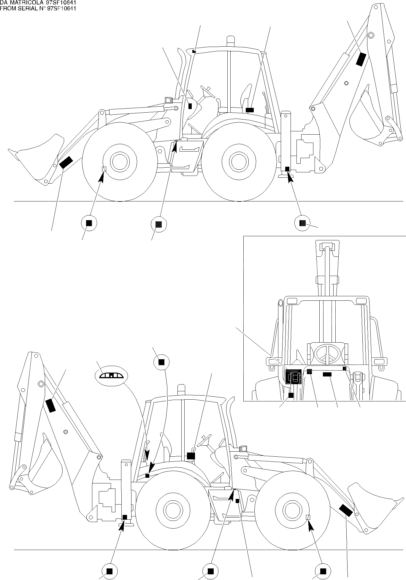 Схема запчастей Komatsu WB97S-2 - НАКЛЕЙКИ (/) МАРКИРОВКА