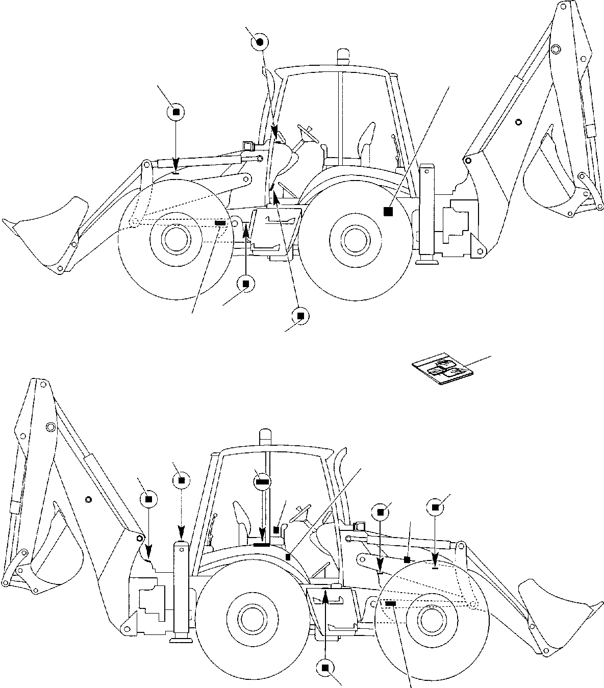 Схема запчастей Komatsu WB97S-2 - НАКЛЕЙКИ (/) МАРКИРОВКА