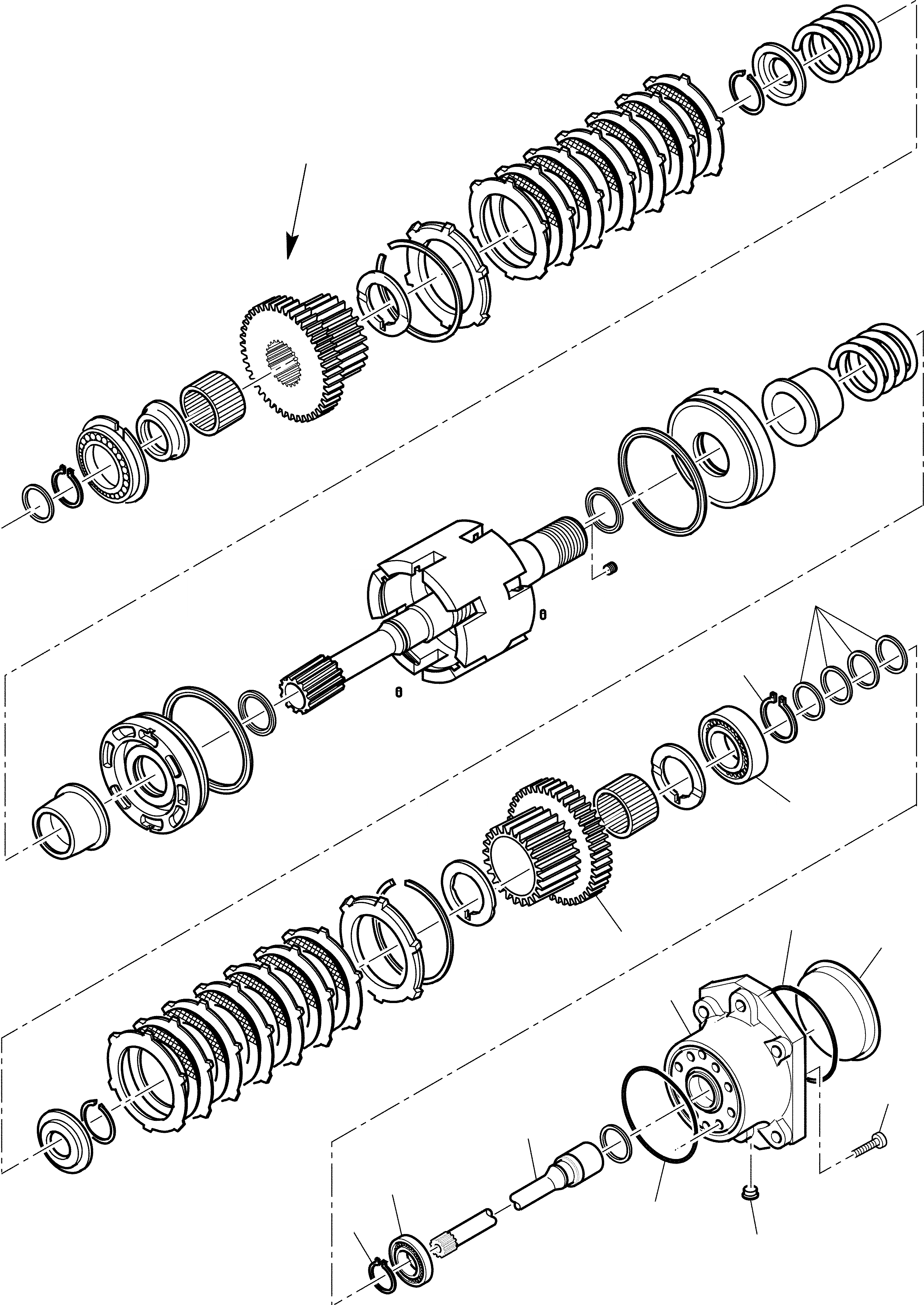 Схема запчастей Komatsu WB97S-2 - ТРАНСМИССИЯ (/) РАМА