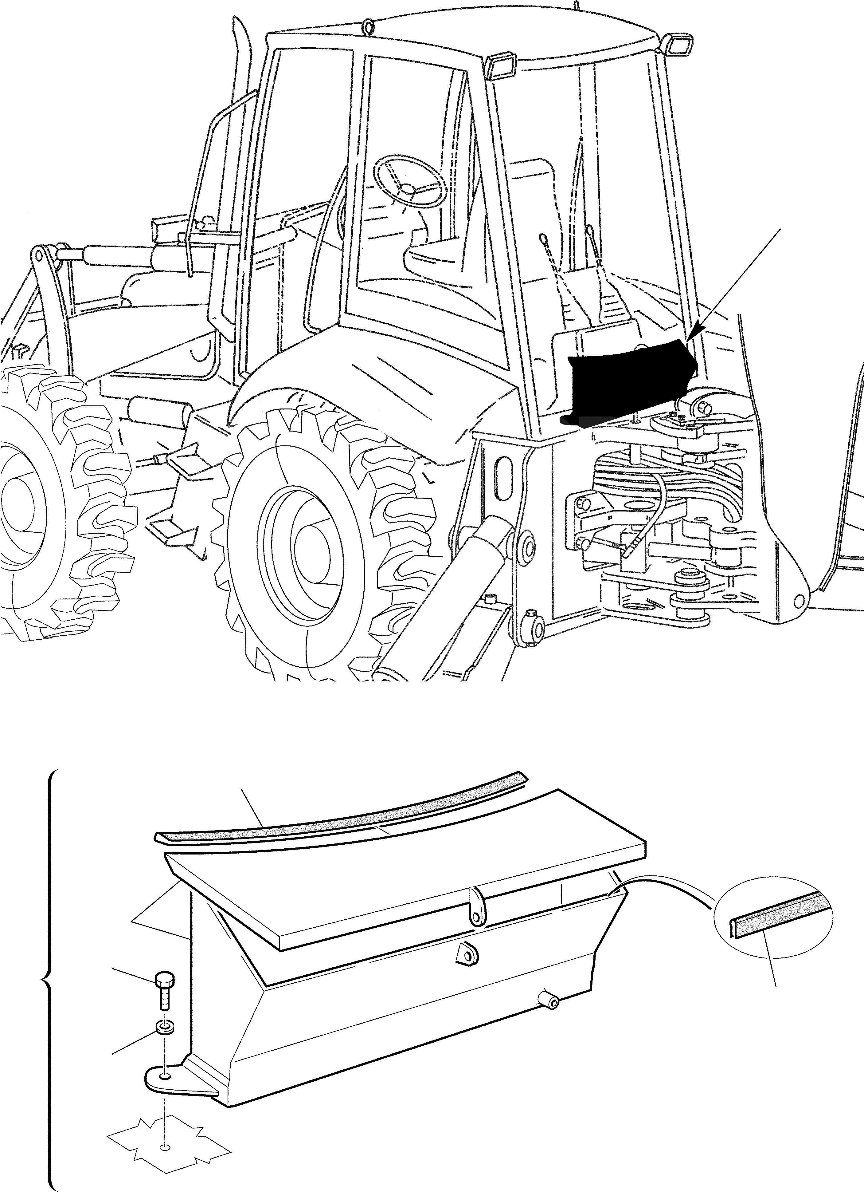 Схема запчастей Komatsu WB97S-2 - ЯЩИК Д/ИНСТРУМЕНТА (ОПЦИОНН.) МАРКИРОВКА
