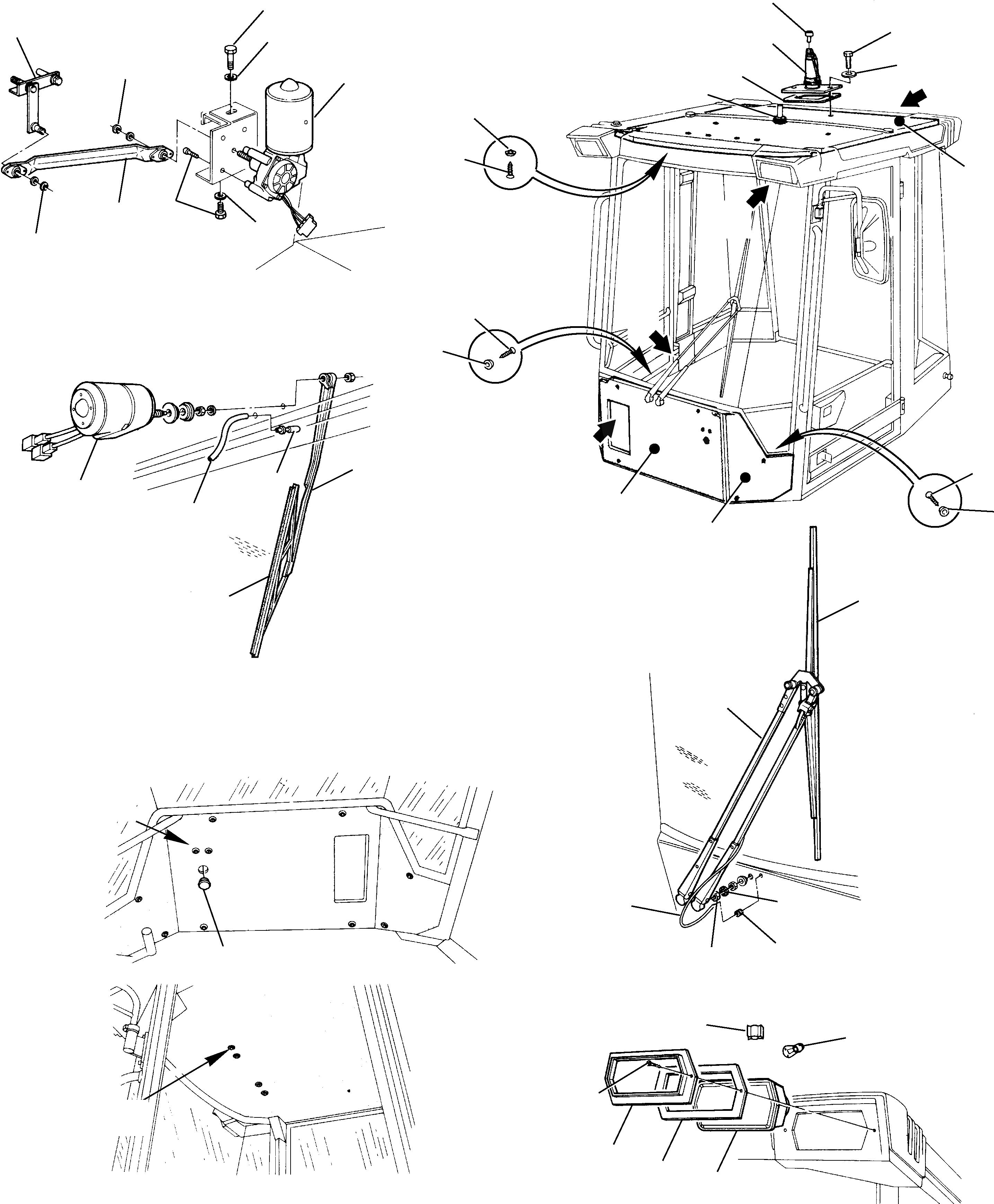 Схема запчастей Komatsu WB98A-2 - КАБИНА (/) ЧАСТИ КОРПУСА И КАБИНА