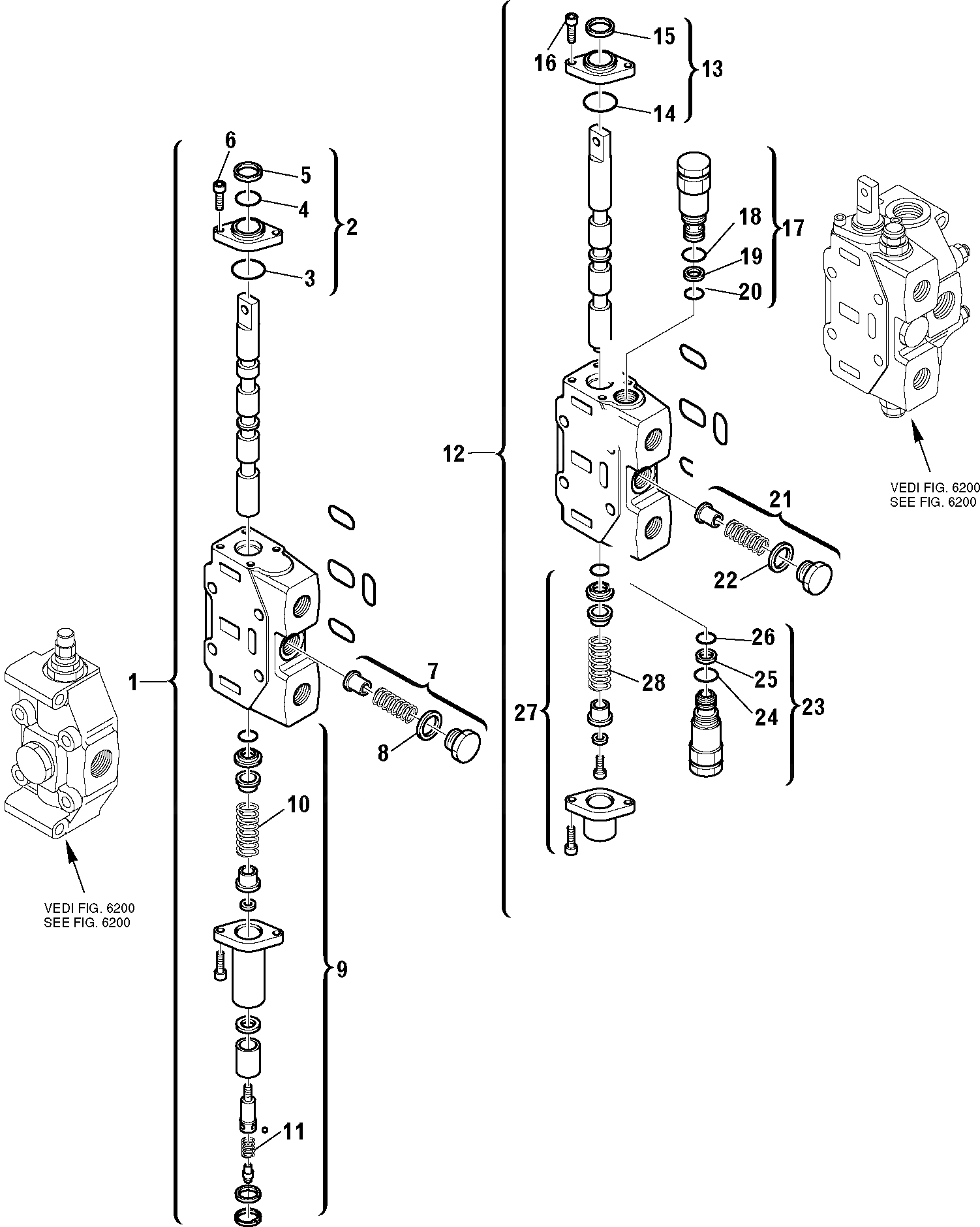 Схема запчастей Komatsu WB98A-2 - УПРАВЛ-Е ПОГРУЗ. КОВШОМ КЛАПАН (/) УПРАВЛ-Е РАБОЧИМ ОБОРУДОВАНИЕМ