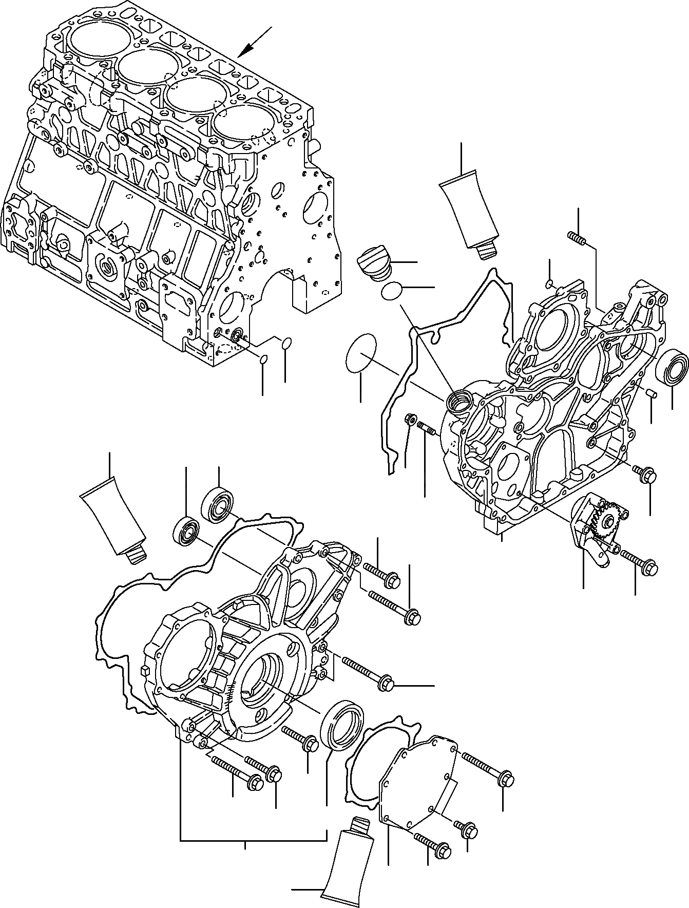 Схема запчастей Komatsu WB98A-2 - КОЖУХ ШЕСТЕРЕН. ПЕРЕДАЧИ ДВИГАТЕЛЬ