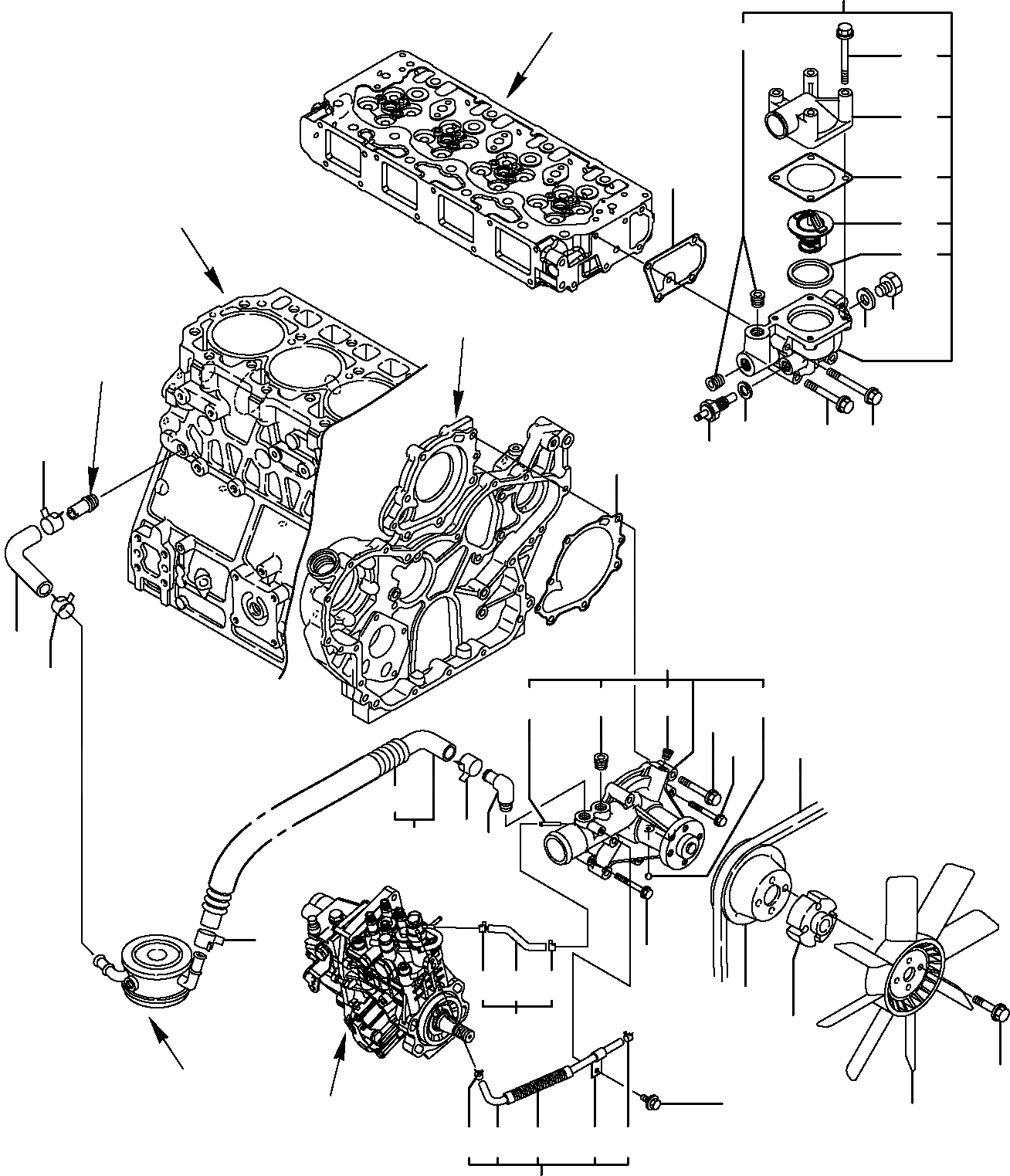 Схема запчастей Komatsu WB98A-2 - СИСТЕМА ОХЛАЖДЕНИЯ ДВИГАТЕЛЬ