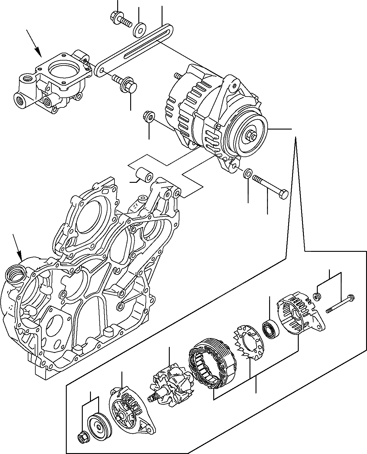 Схема запчастей Komatsu WB98A-2 - ГЕНЕРАТОР ДВИГАТЕЛЬ