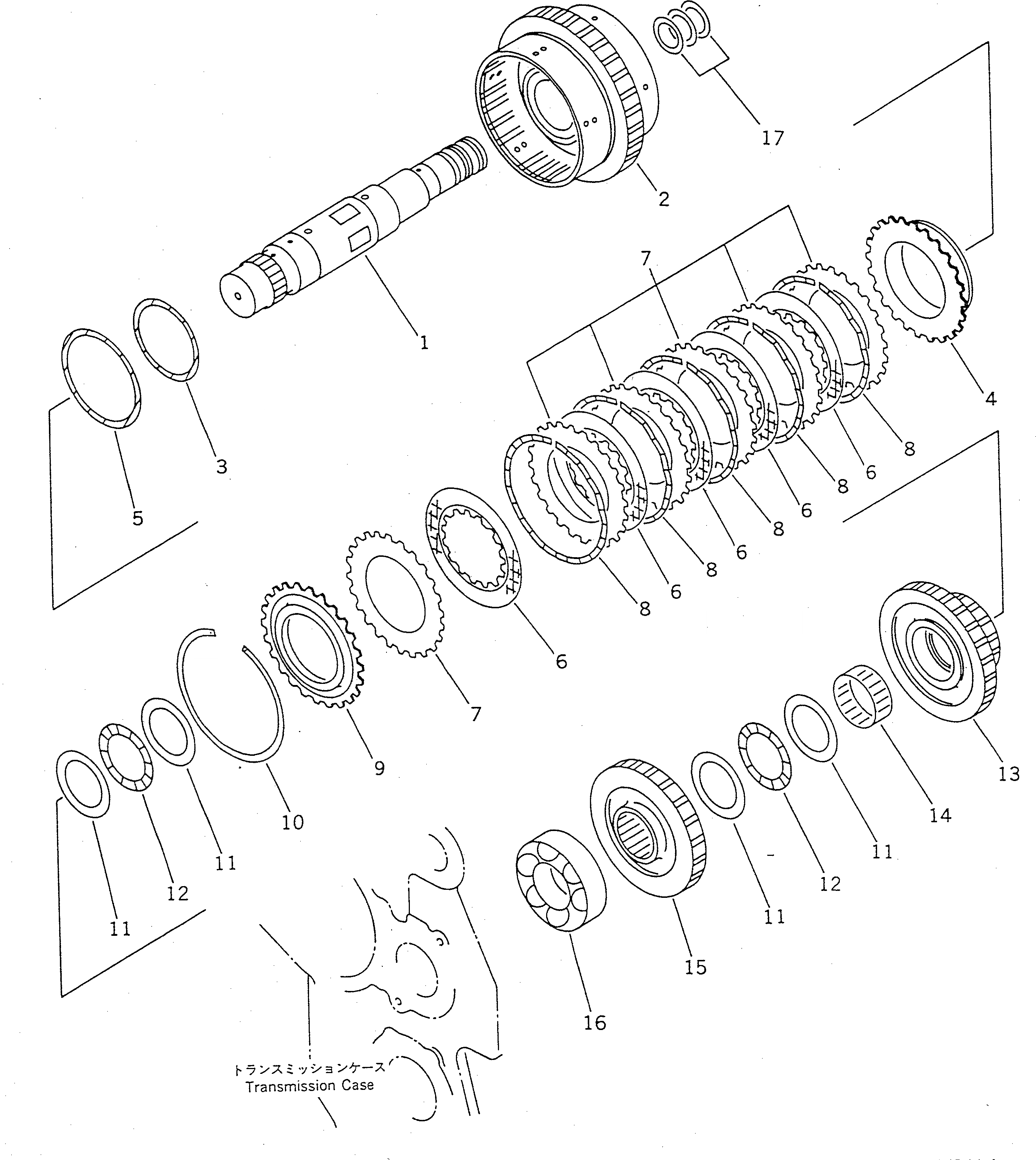 Схема запчастей Komatsu WR11-1 - ТРАНСМИССИЯ (2 МУФТА) (/8) ТРАНСМИССИЯ