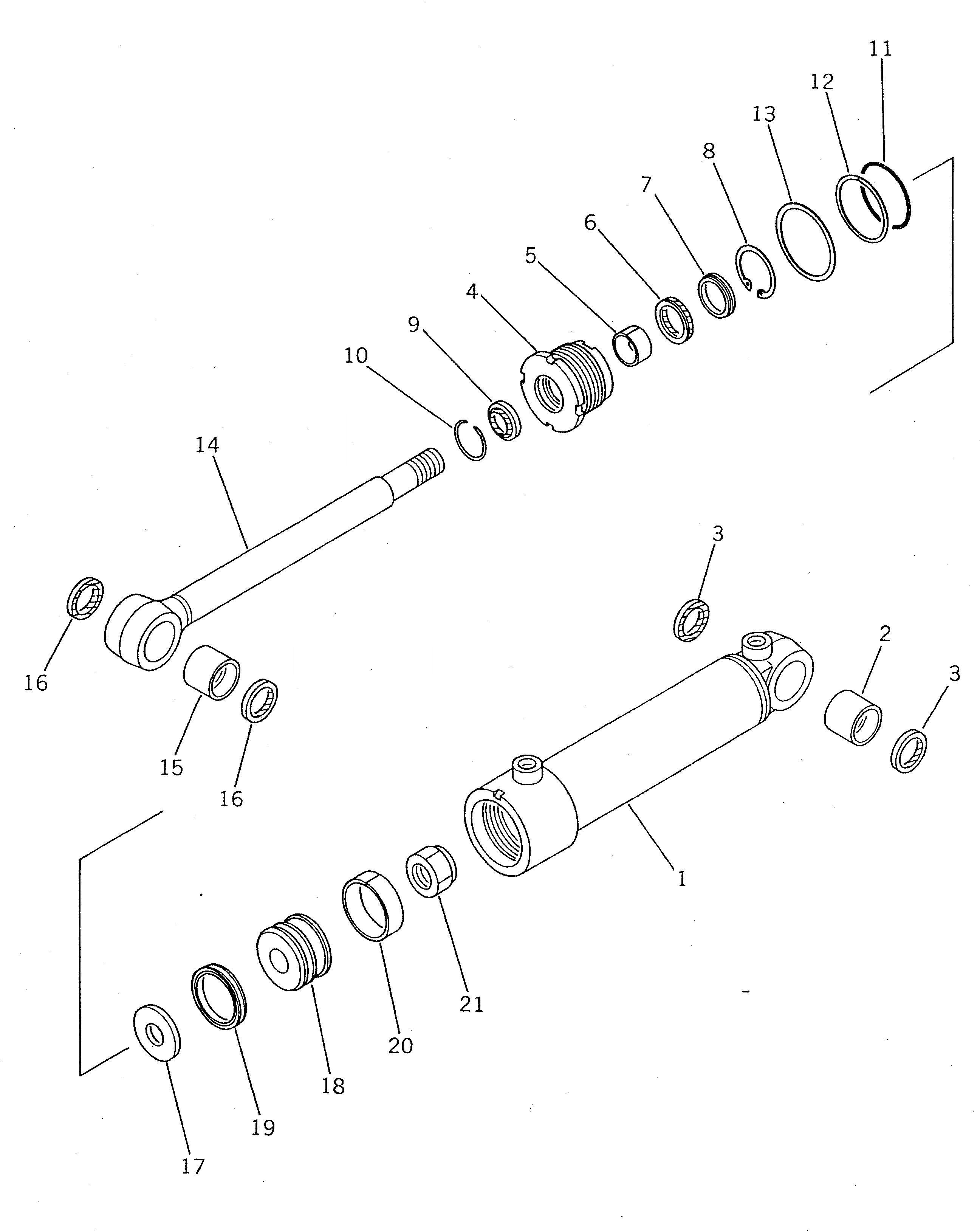 Схема запчастей Komatsu WR11-3 - ЦИЛИНДР ЗАХВАТА ОСНОВН. КОМПОНЕНТЫ И РЕМКОМПЛЕКТЫ