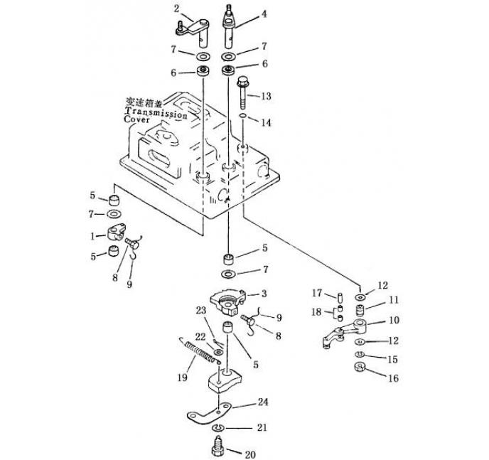 Схема запчастей Shantui SD16-160 - рычаг переключения передач гидротрансформатор, трансмиссия и трубопровод
