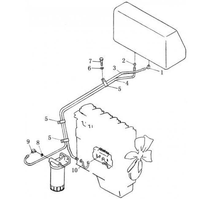 Схема запчастей Shantui SD16-160 - топливопровод сопутствующие детали двигателя