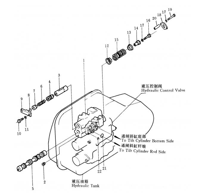 Схема запчастей Shantui SD32-320 - клапан управления гидроцилиндром наклона в сборе система управления рабочим оборудованием
