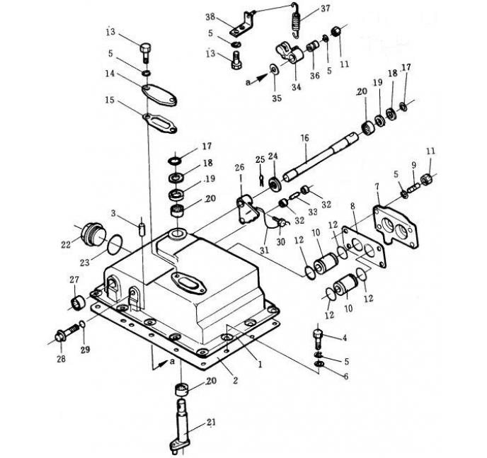 Схема запчастей Shantui SD32-320 - крышка и рычаг управления клапаном преобразователь крутящего момента и трансмиссия