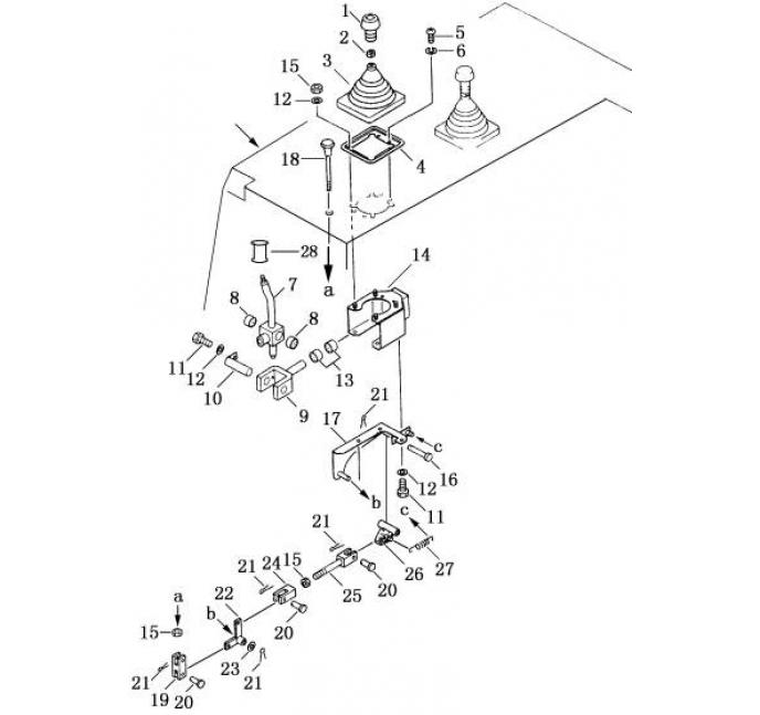 Схема запчастей Shantui SD16-160 - рычаг управления отвалом система управления рабочим оборудованием