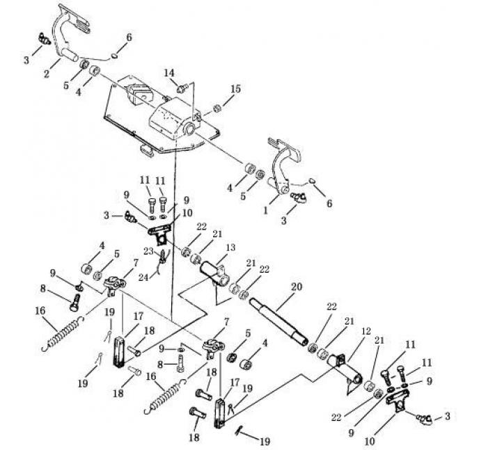 Схема запчастей Shantui SD13-130 - педаль тормоза и шатун коробка рулевого механизма и конечная передача