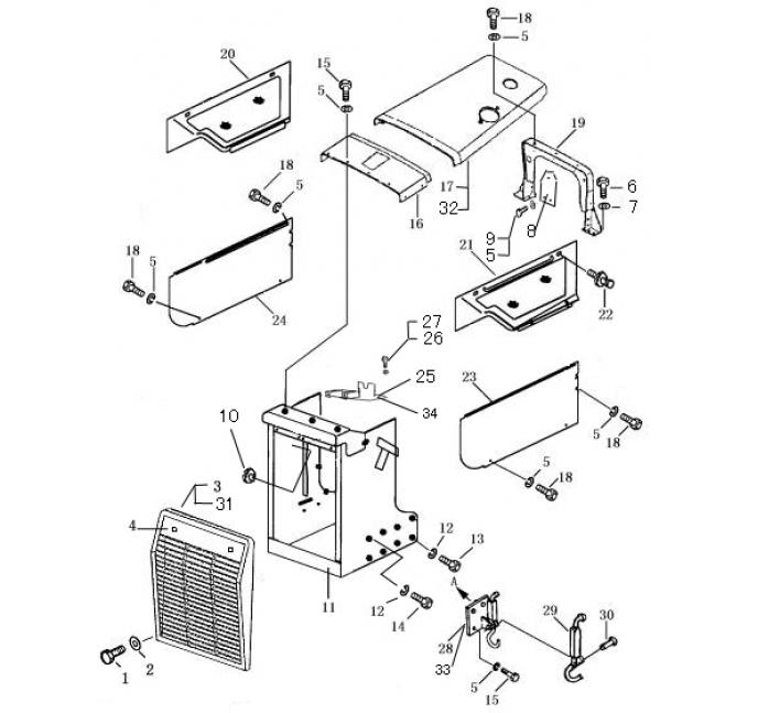 Схема запчастей Shantui SD16-160 - капот в сборе защитная крышка