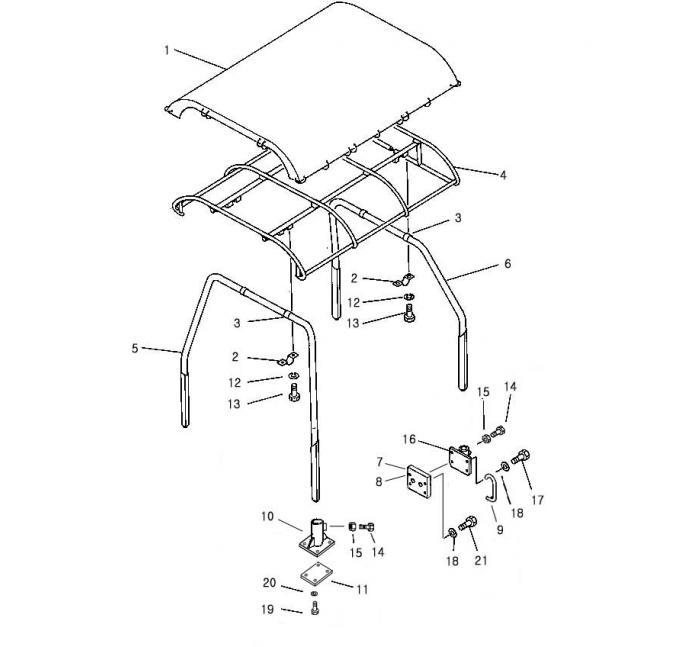 Схема запчастей Shantui SD22-220 - навес брезентовый вспомогательное оборудование