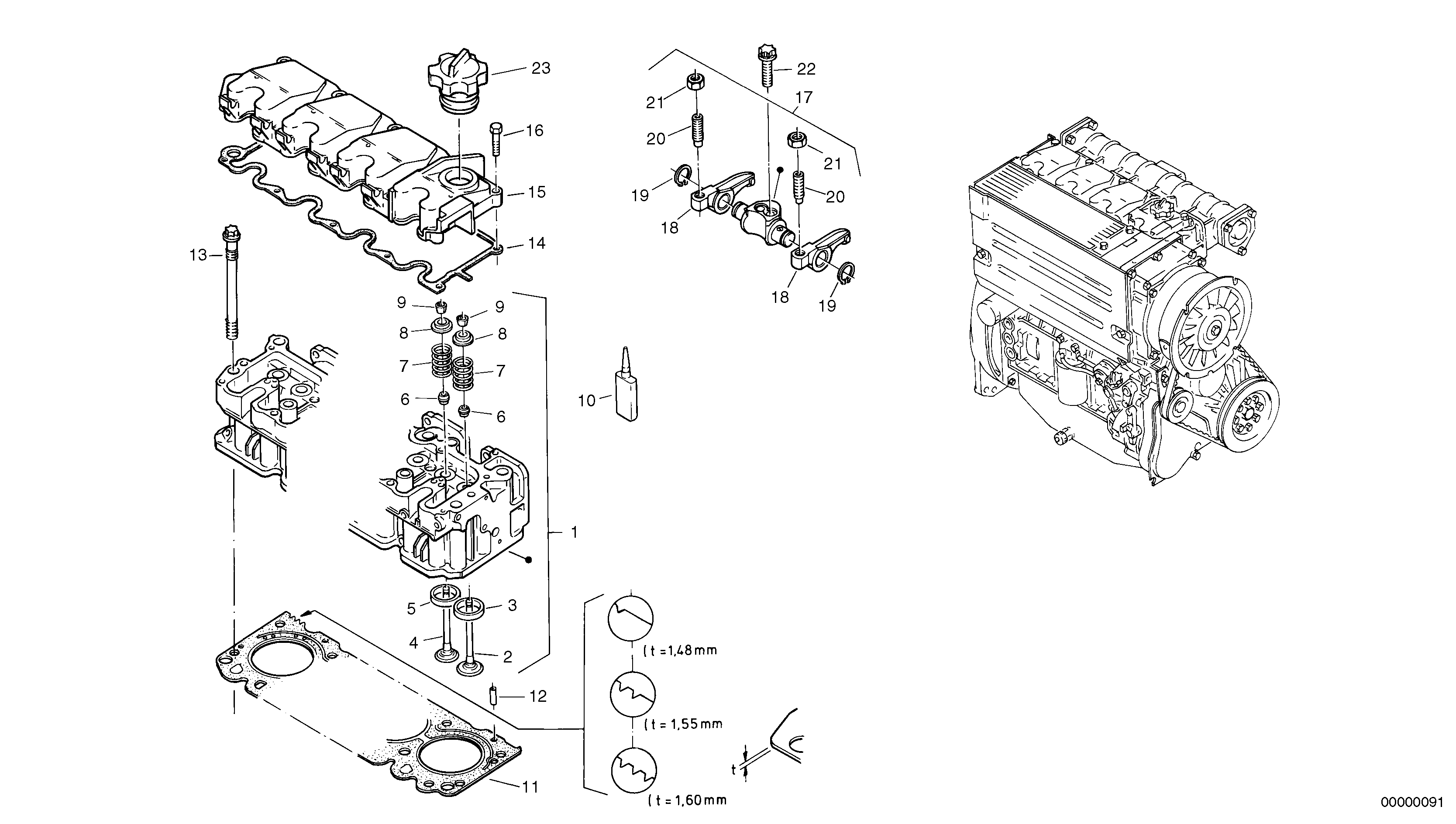 Схема запчастей Volvo L32 TYPE 184 SER NO - 2200 - 1058 Cylinder head, timing gears 