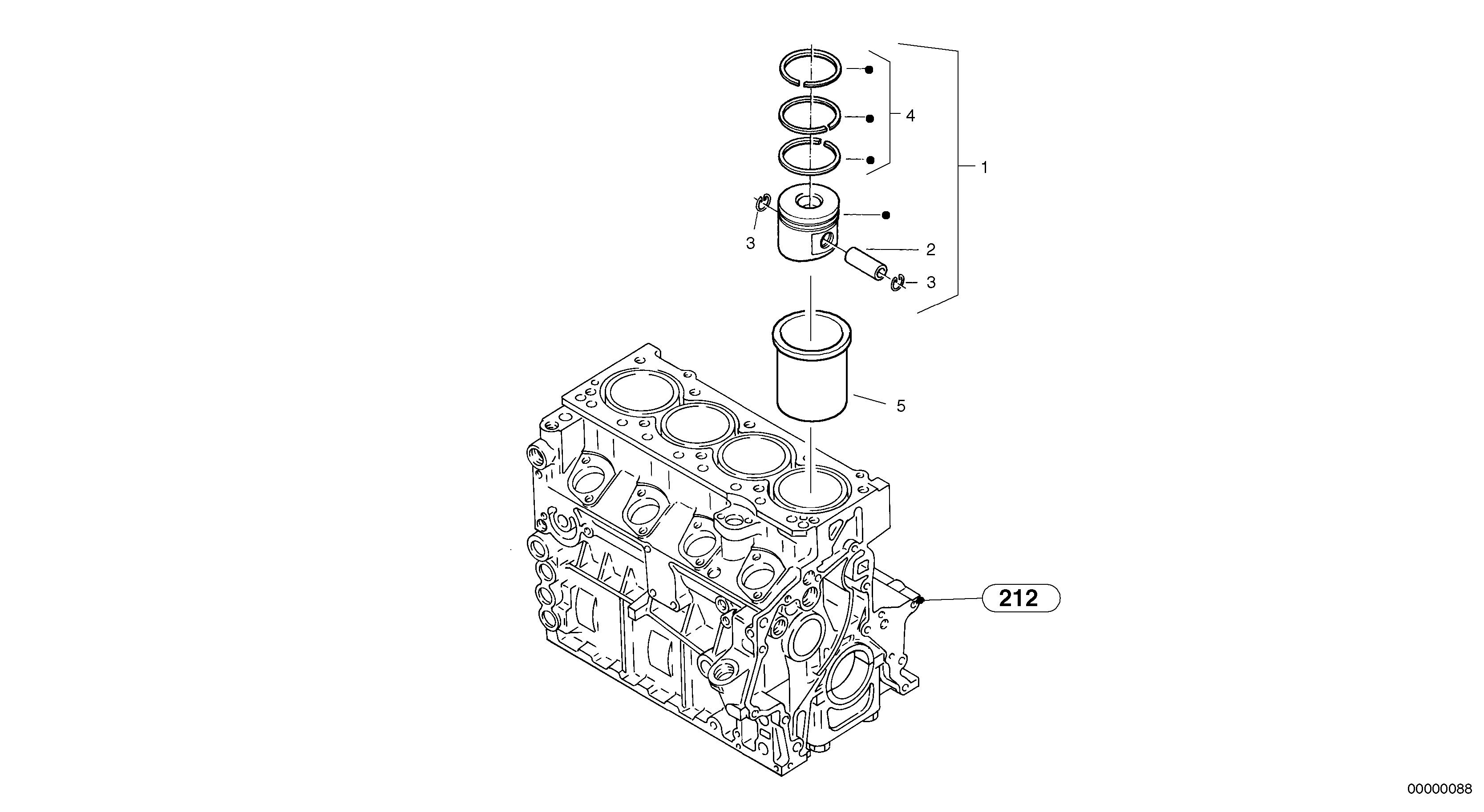 Схема запчастей Volvo L32 TYPE 184 SER NO - 2200 - 1062 Cylinder bush and piston 