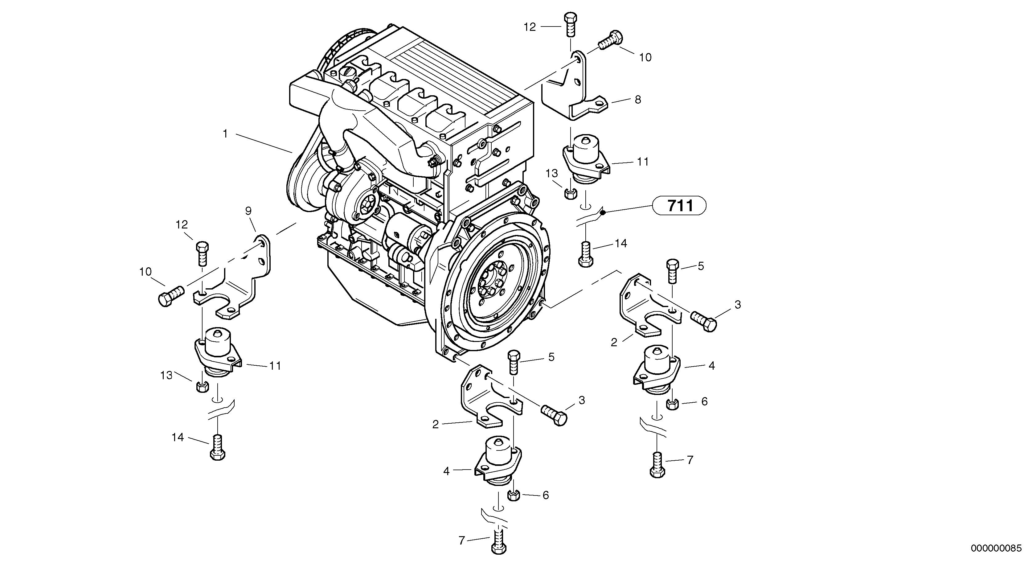 Схема запчастей Volvo L32 TYPE 184 SER NO - 2200 - 1067 Двигатель в сборе 