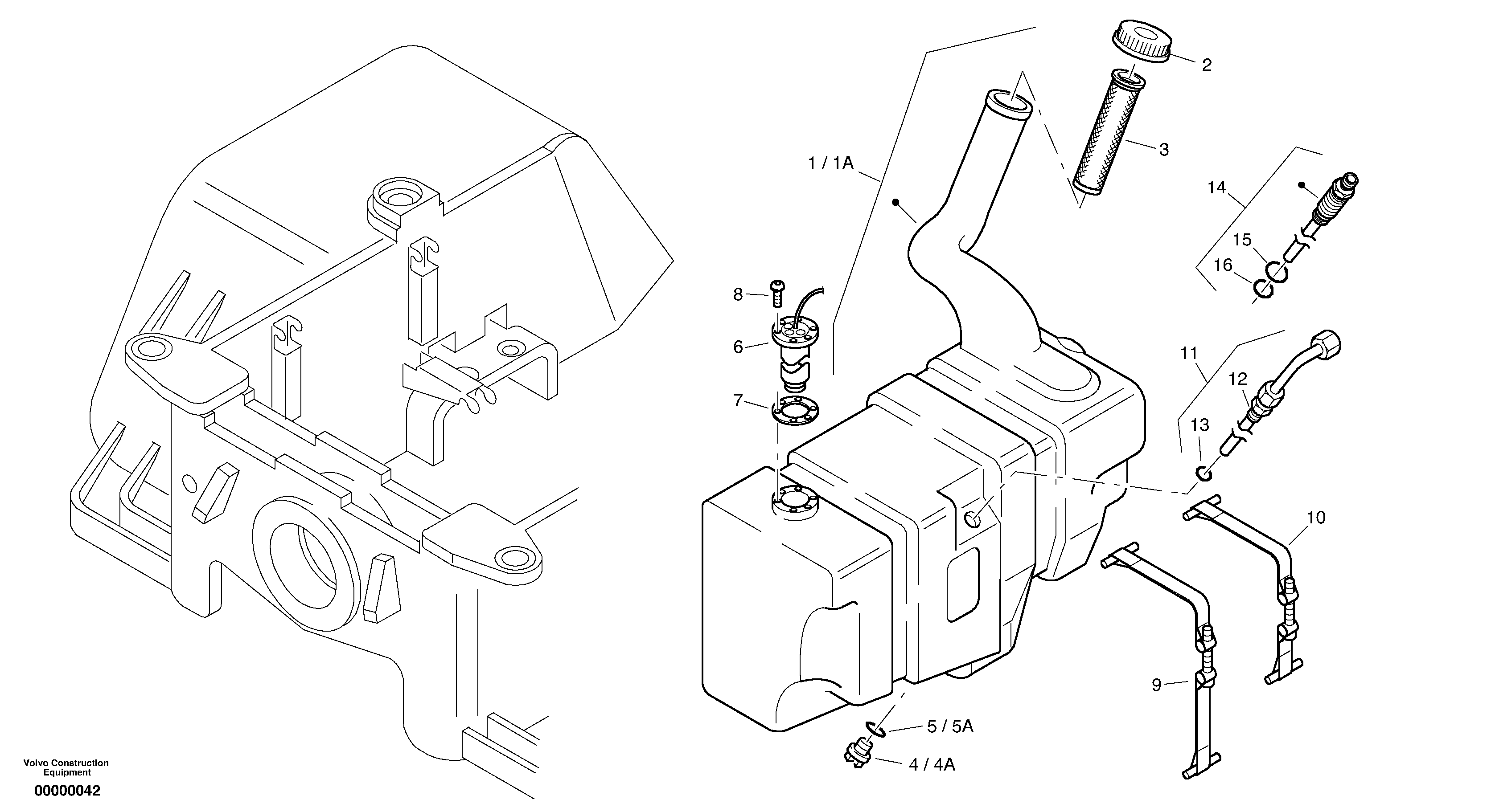 Схема запчастей Volvo L32 TYPE 184 SER NO - 2200 - 1071 Топливный бак (бензобак) 