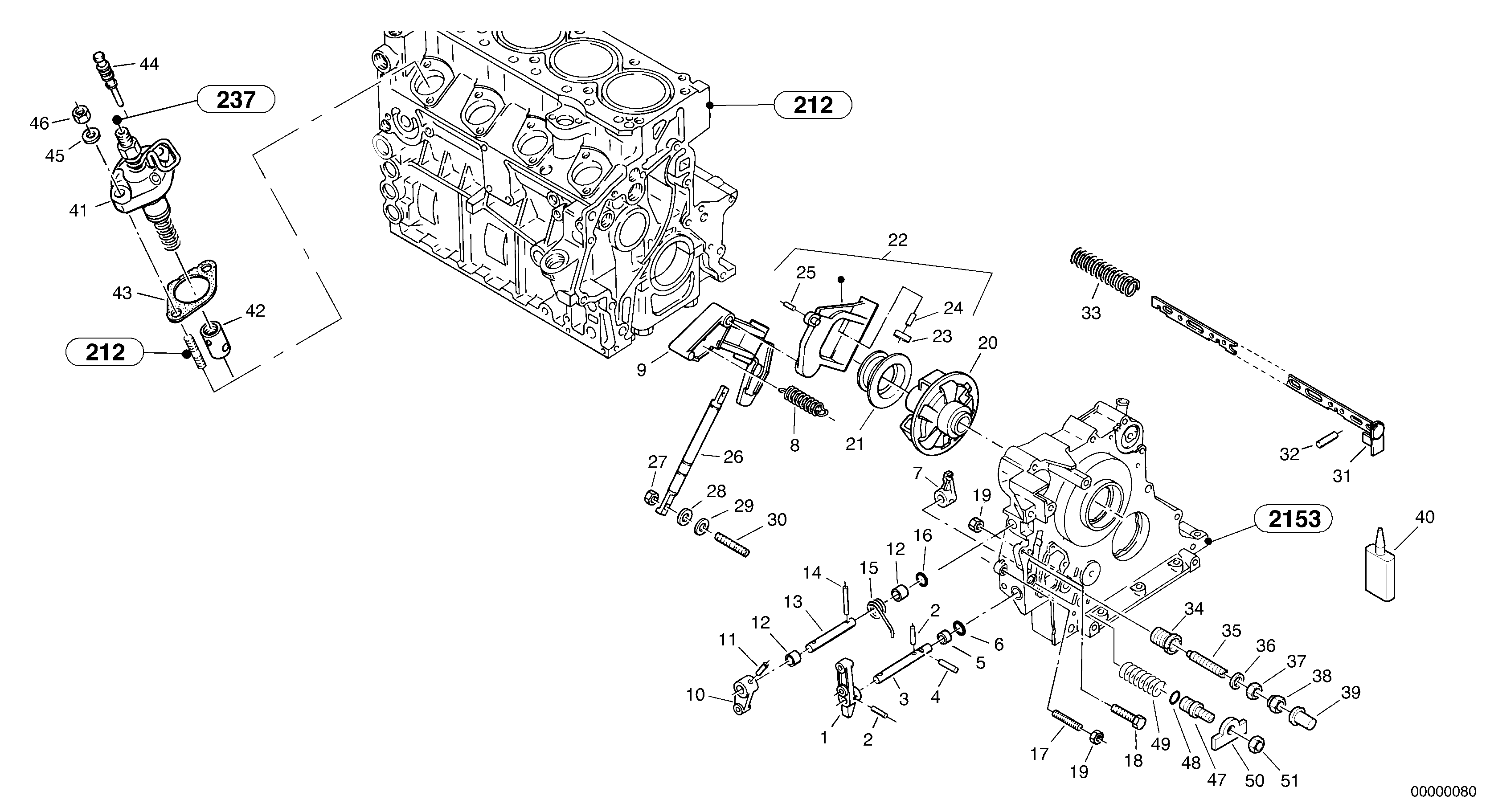 Схема запчастей Volvo L32 TYPE 184 SER NO - 2200 - 101147 Speed adjustment - Fuel injection pump 