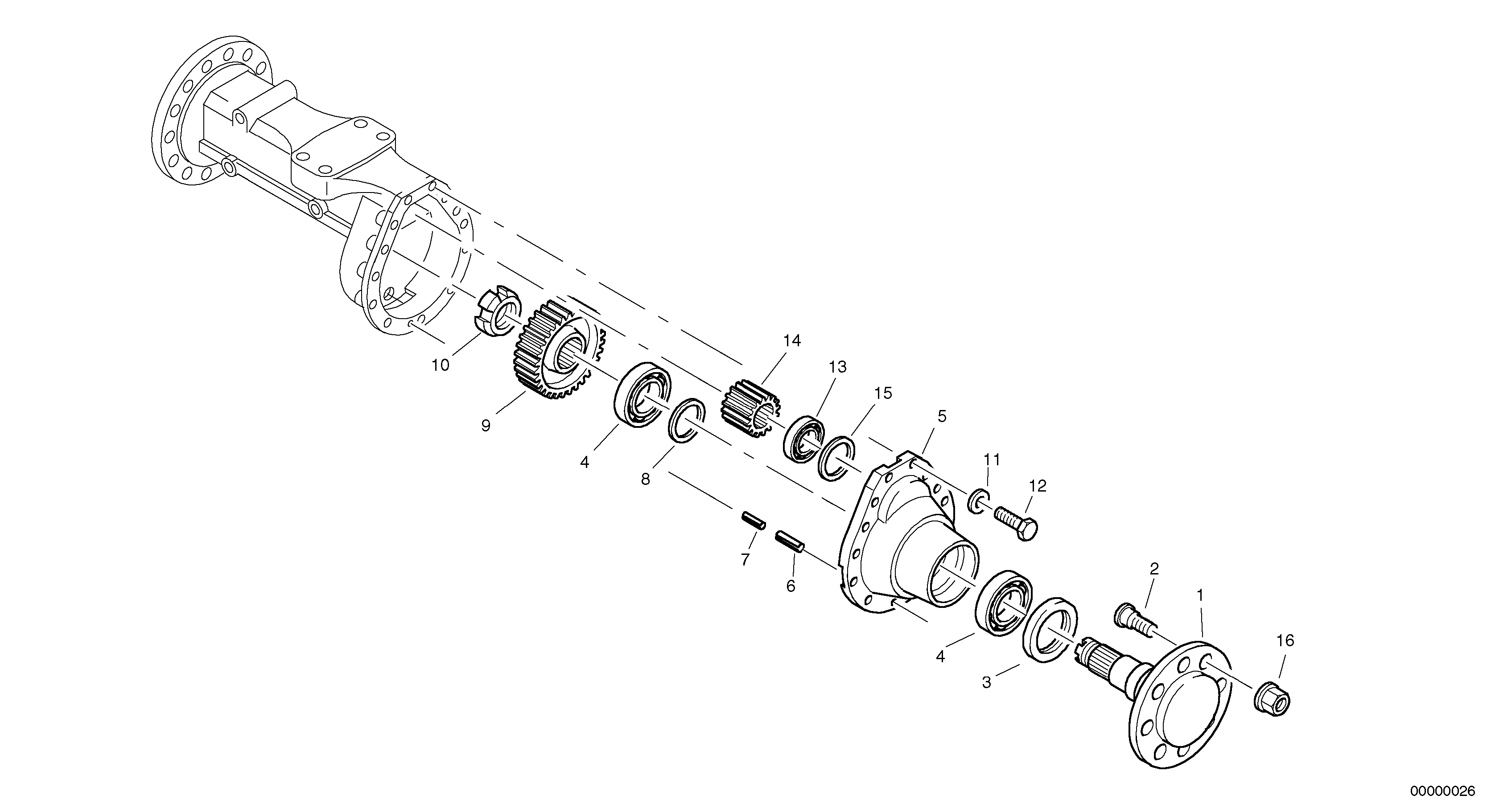 Схема запчастей Volvo L32 TYPE 184 SER NO - 2200 - 4704 Final drive - portal-front axle 