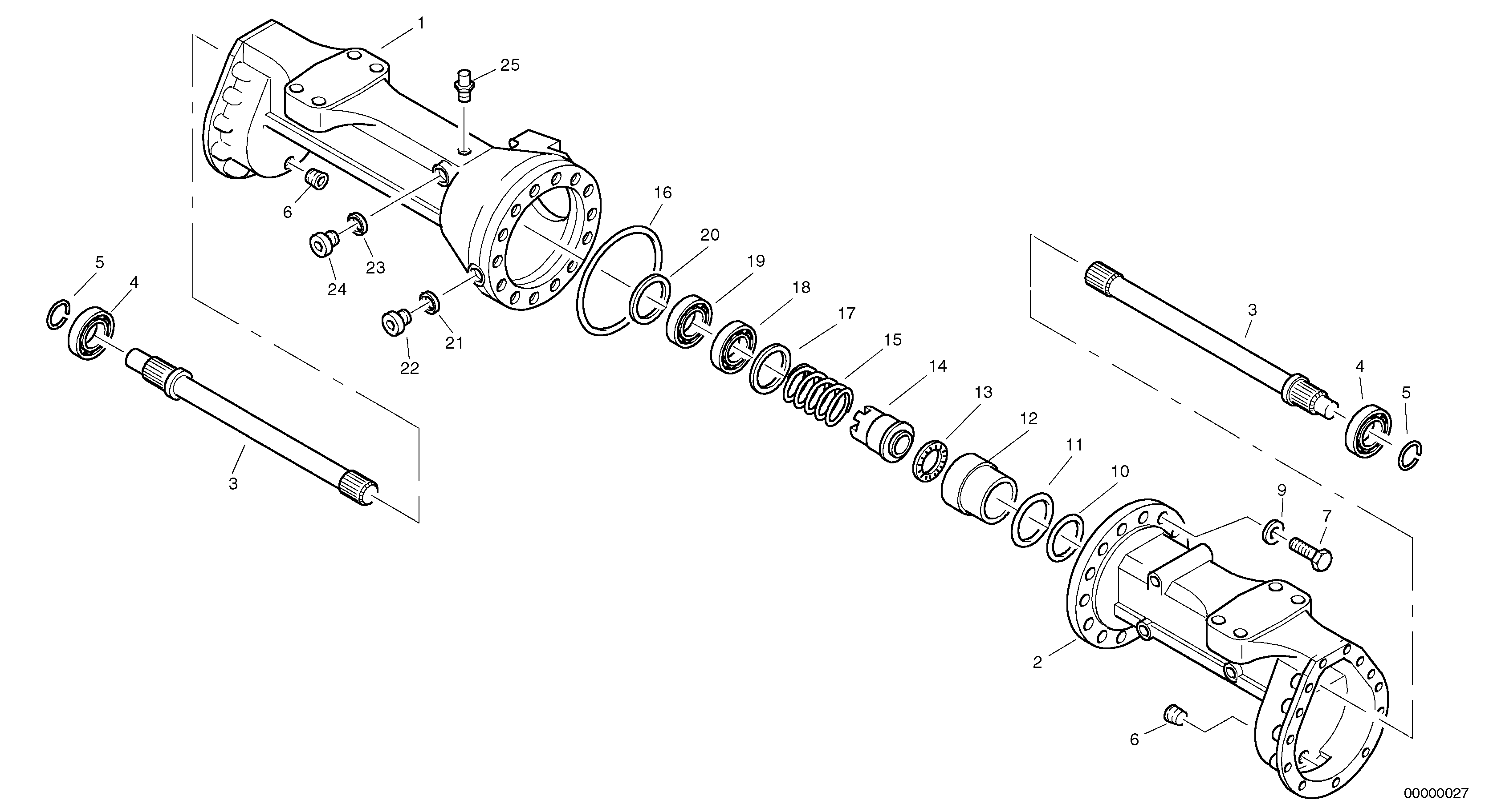 Схема запчастей Volvo L32 TYPE 184 SER NO - 2200 - 1332 Housing - front axle 