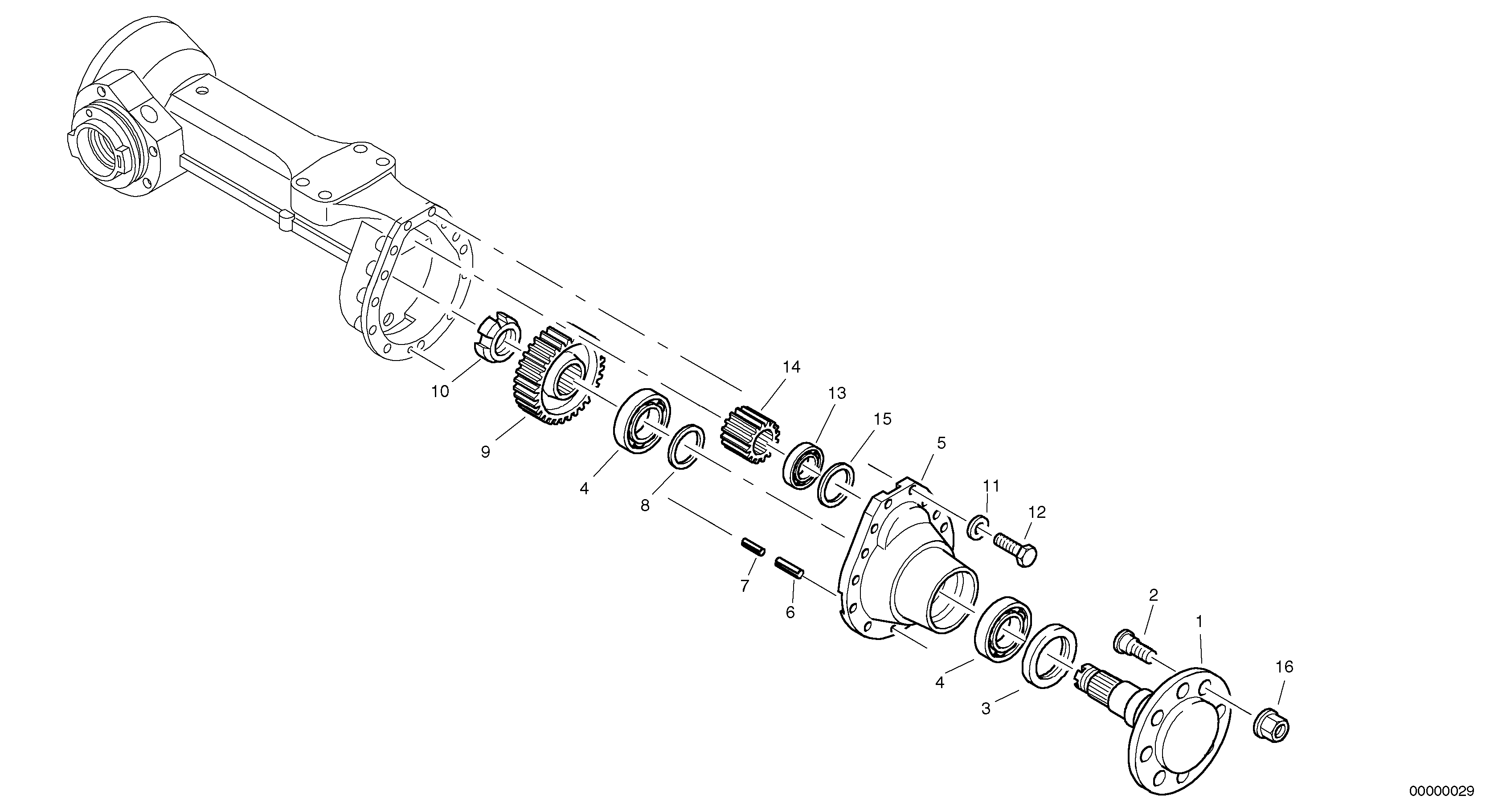 Схема запчастей Volvo L32 TYPE 184 SER NO - 2200 - 4706 Final drive - Portal-rear axle 