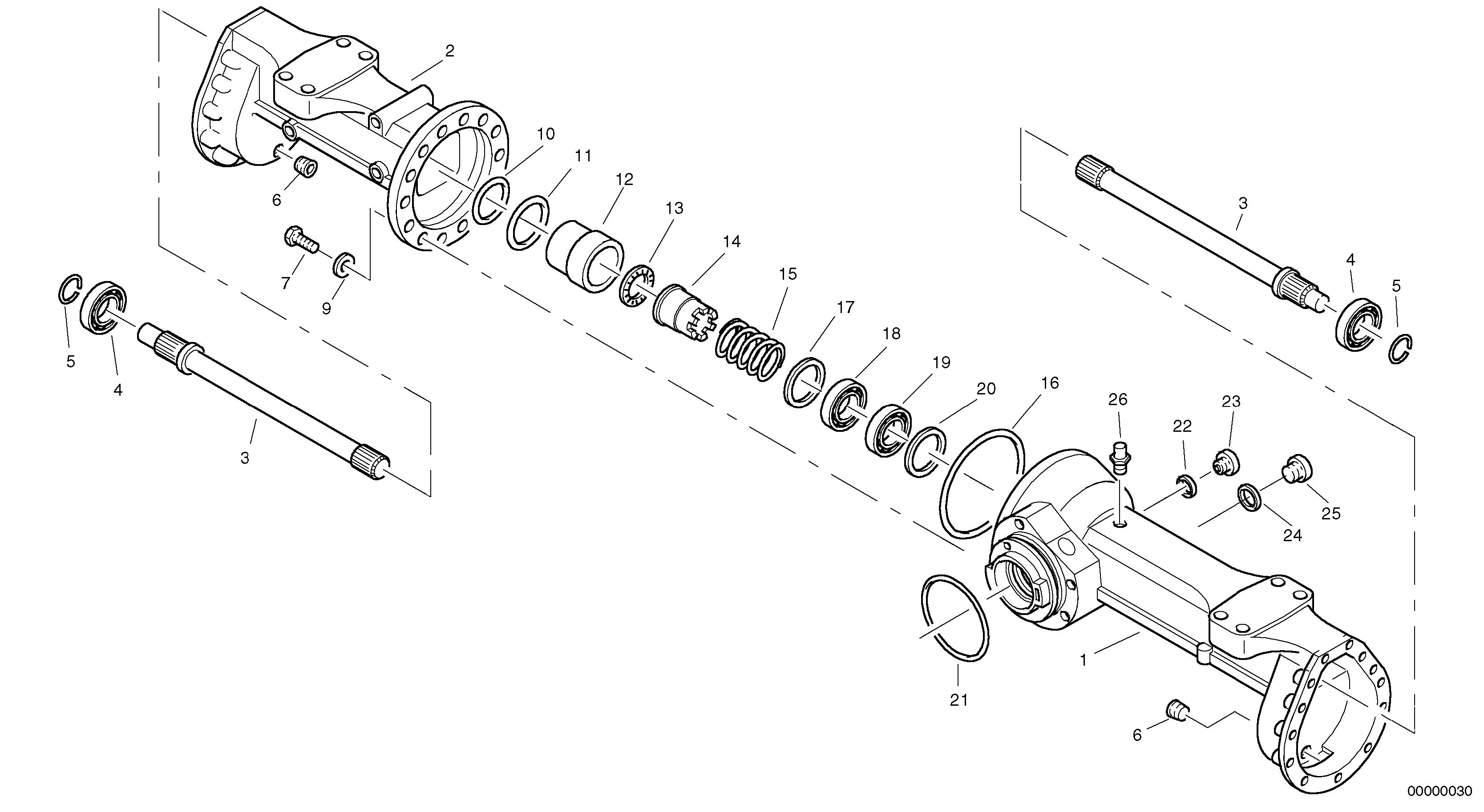 Схема запчастей Volvo L32 TYPE 184 SER NO - 2200 - 348 Картер (корпус) заднего моста 