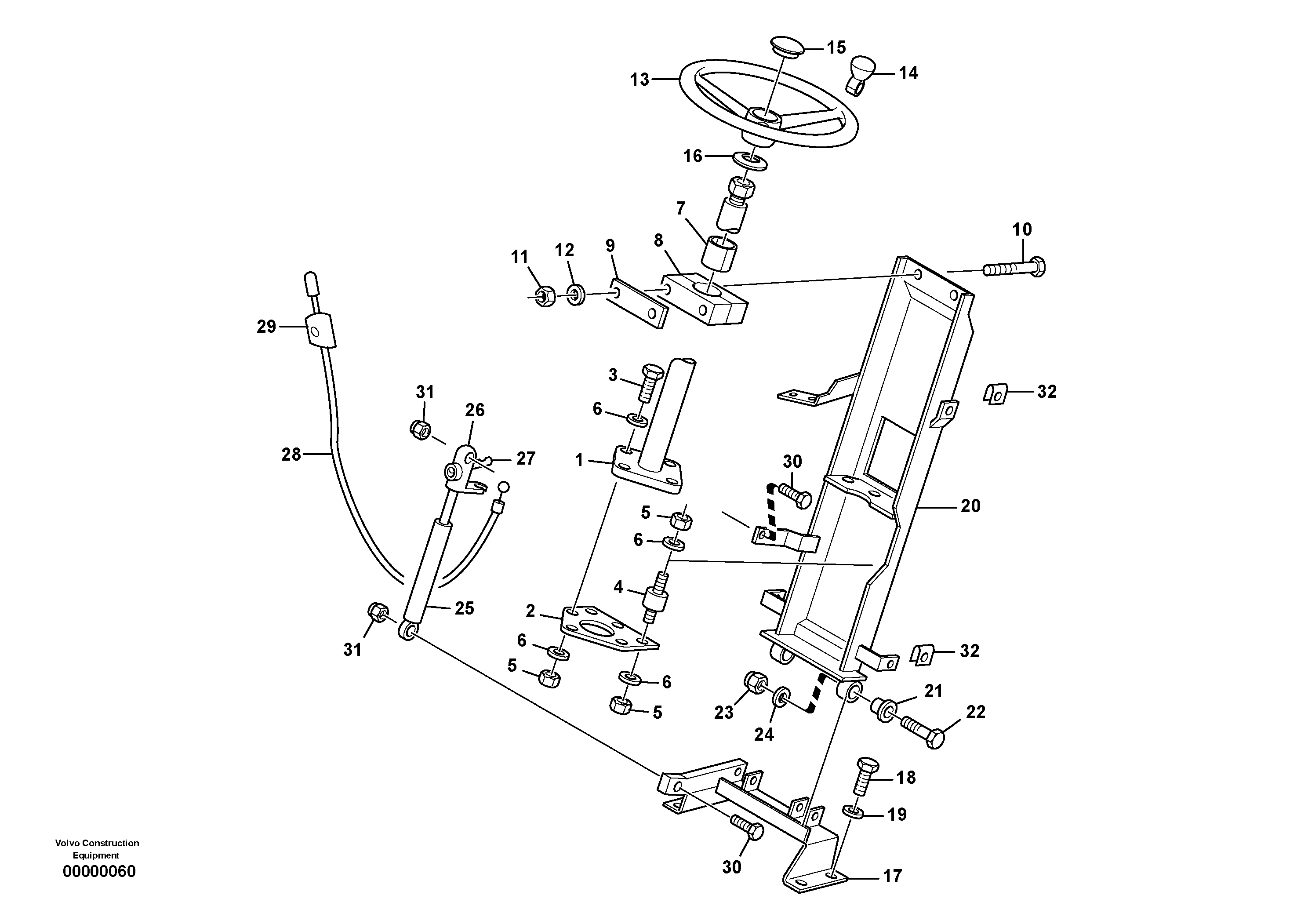 Схема запчастей Volvo L32 TYPE 184 SER NO - 2200 - 146 Steering assembly 