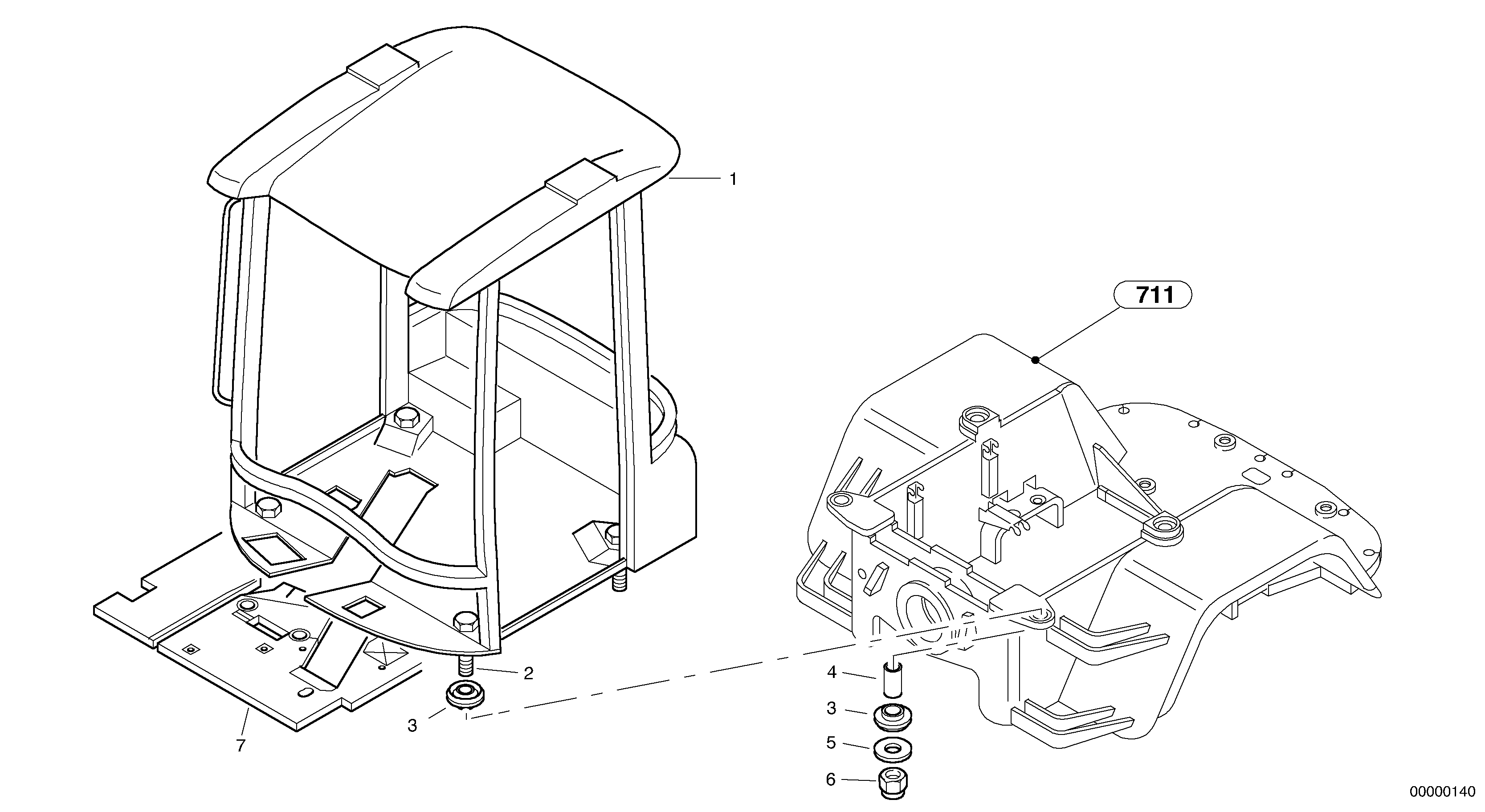 Схема запчастей Volvo L32 TYPE 184 SER NO - 2200 - 796 Drivers cab framework 