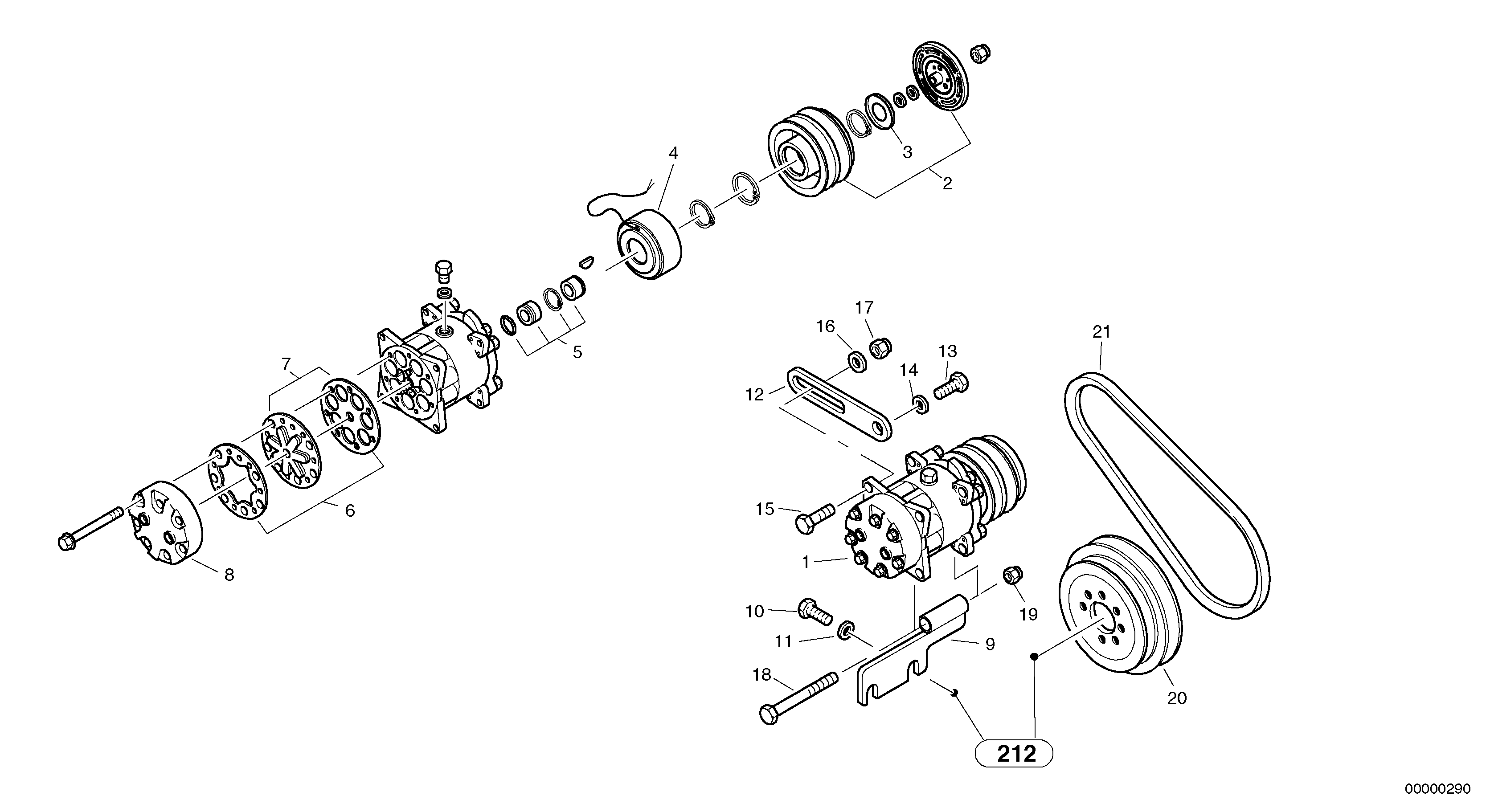 Схема запчастей Volvo L32 TYPE 184 SER NO - 2200 - 723 Compressor 