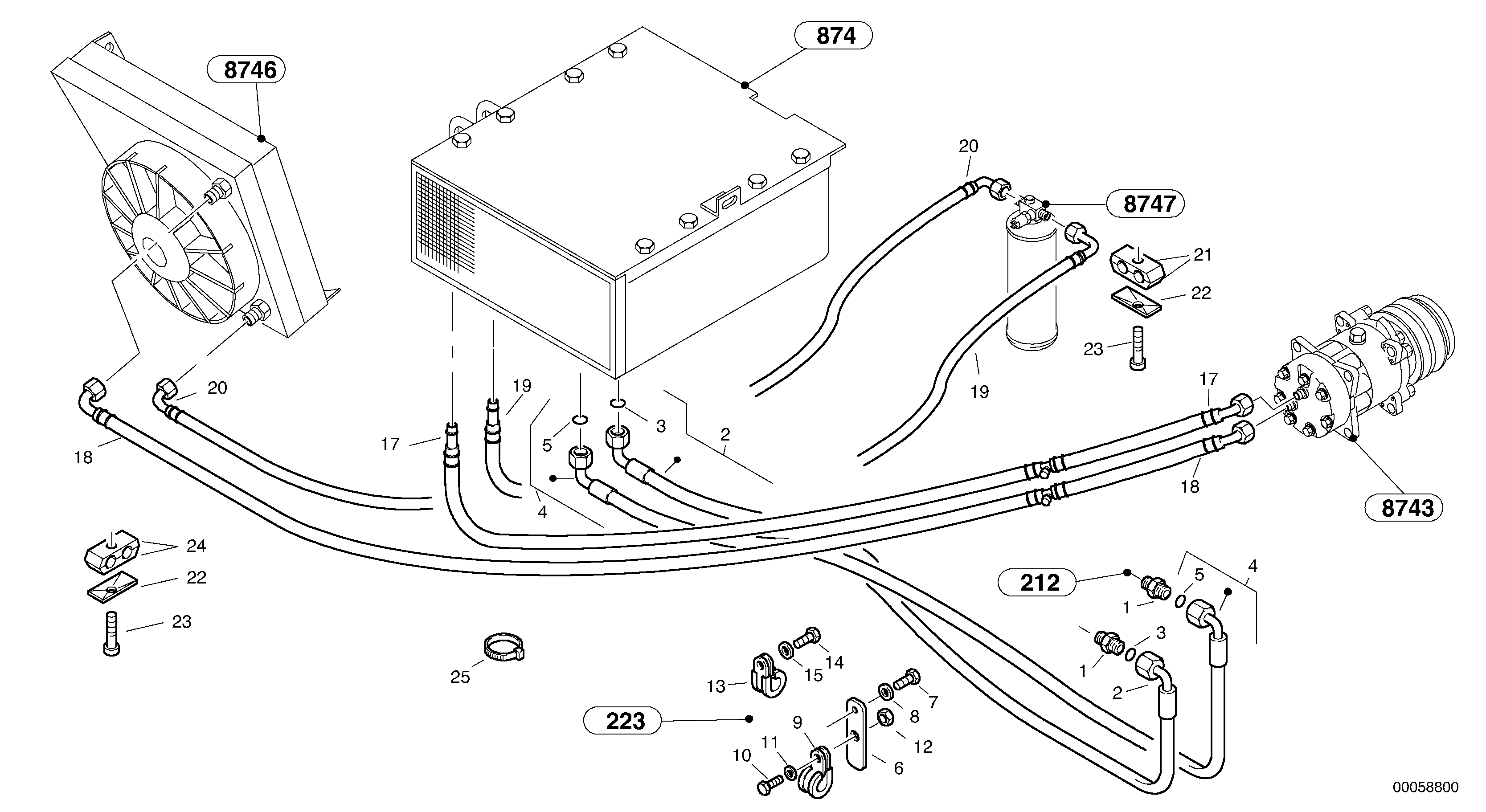 Схема запчастей Volvo L32 TYPE 184 SER NO - 2200 - 1091 Pipes - Air-conditioning system 