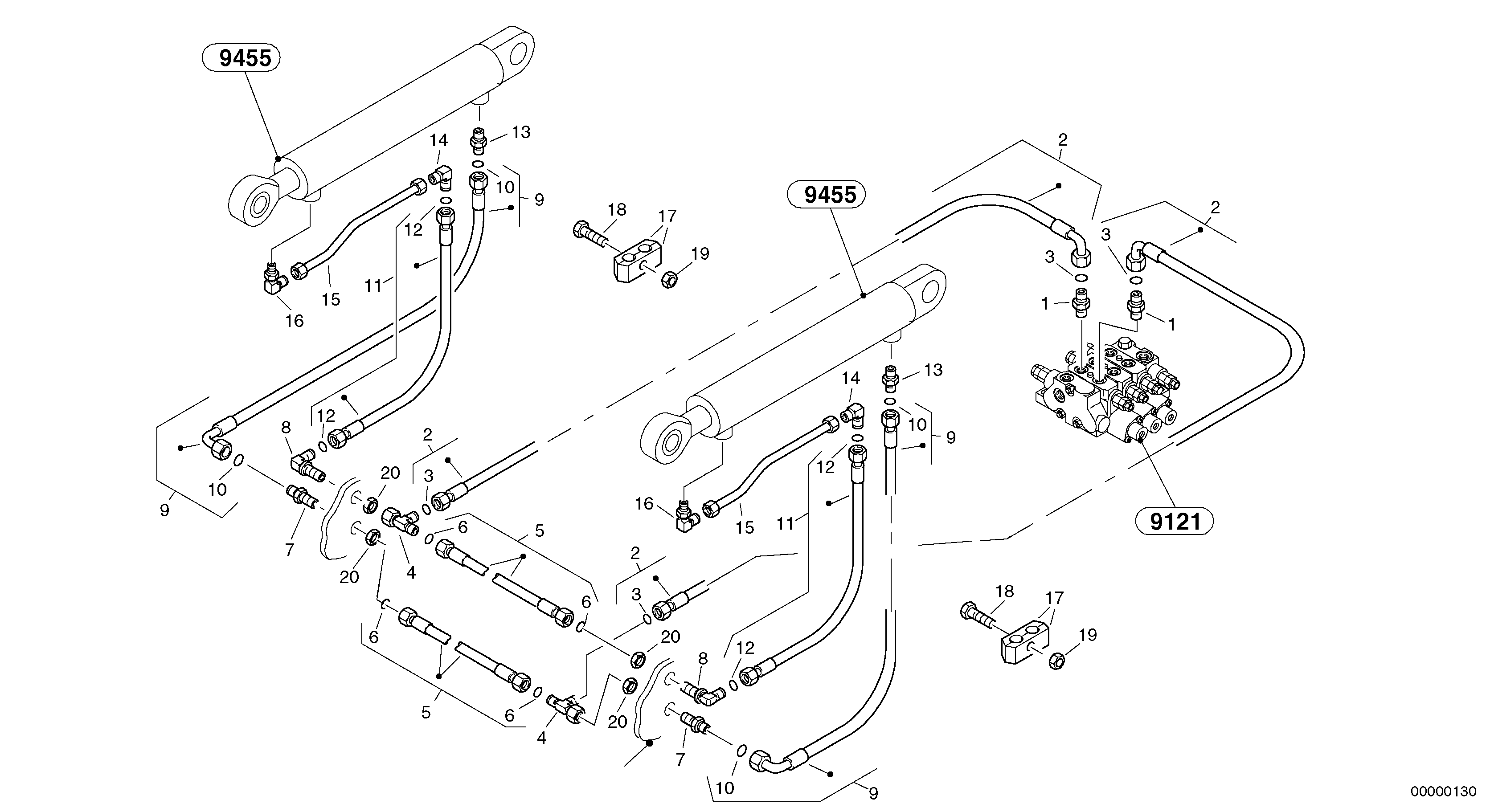 Схема запчастей Volvo L32 TYPE 184 SER NO - 2200 - 56707 Hydraulic lines - lift hydraulic 