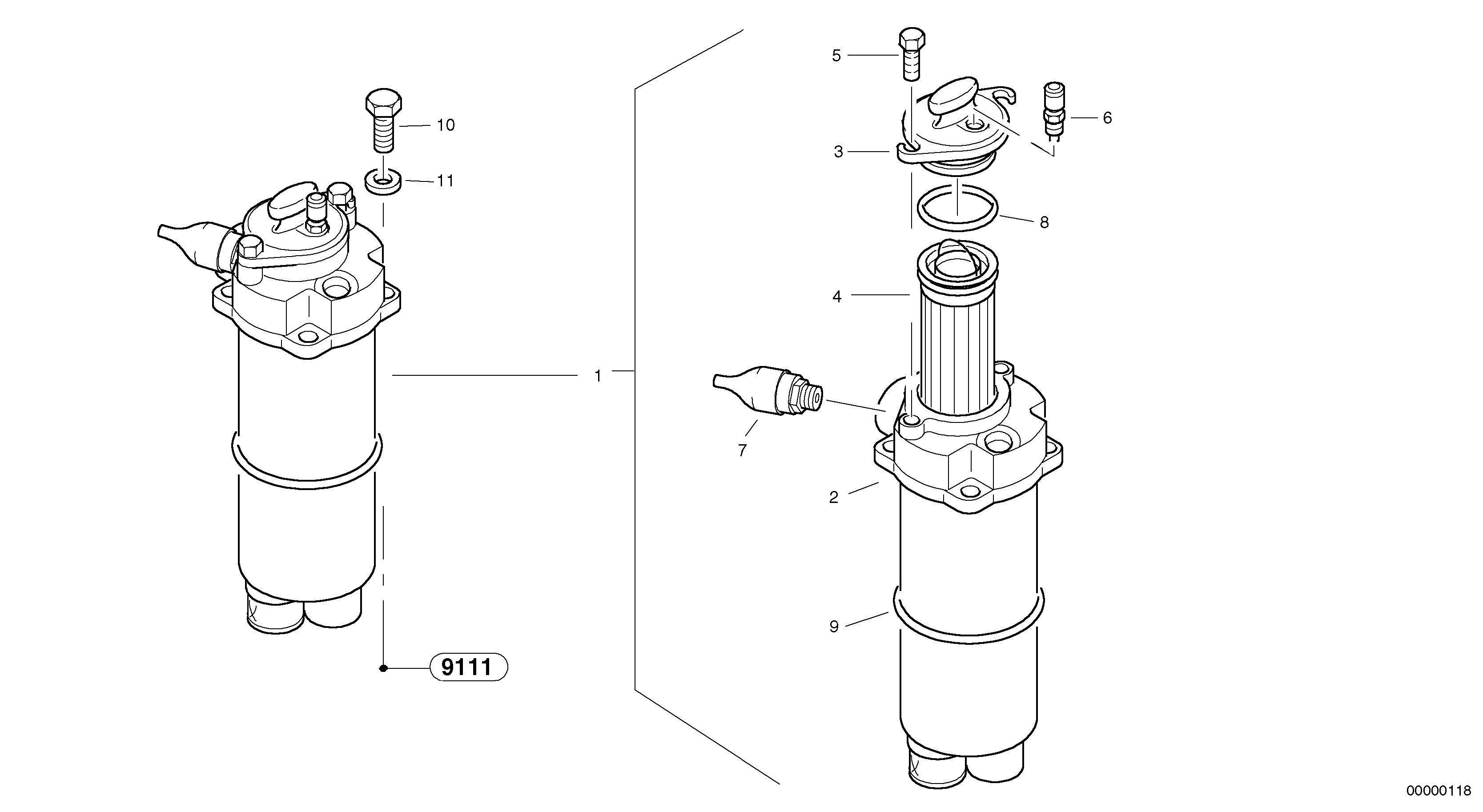 Схема запчастей Volvo L32 TYPE 184 SER NO - 2200 - 1101 Suction recoil filter 