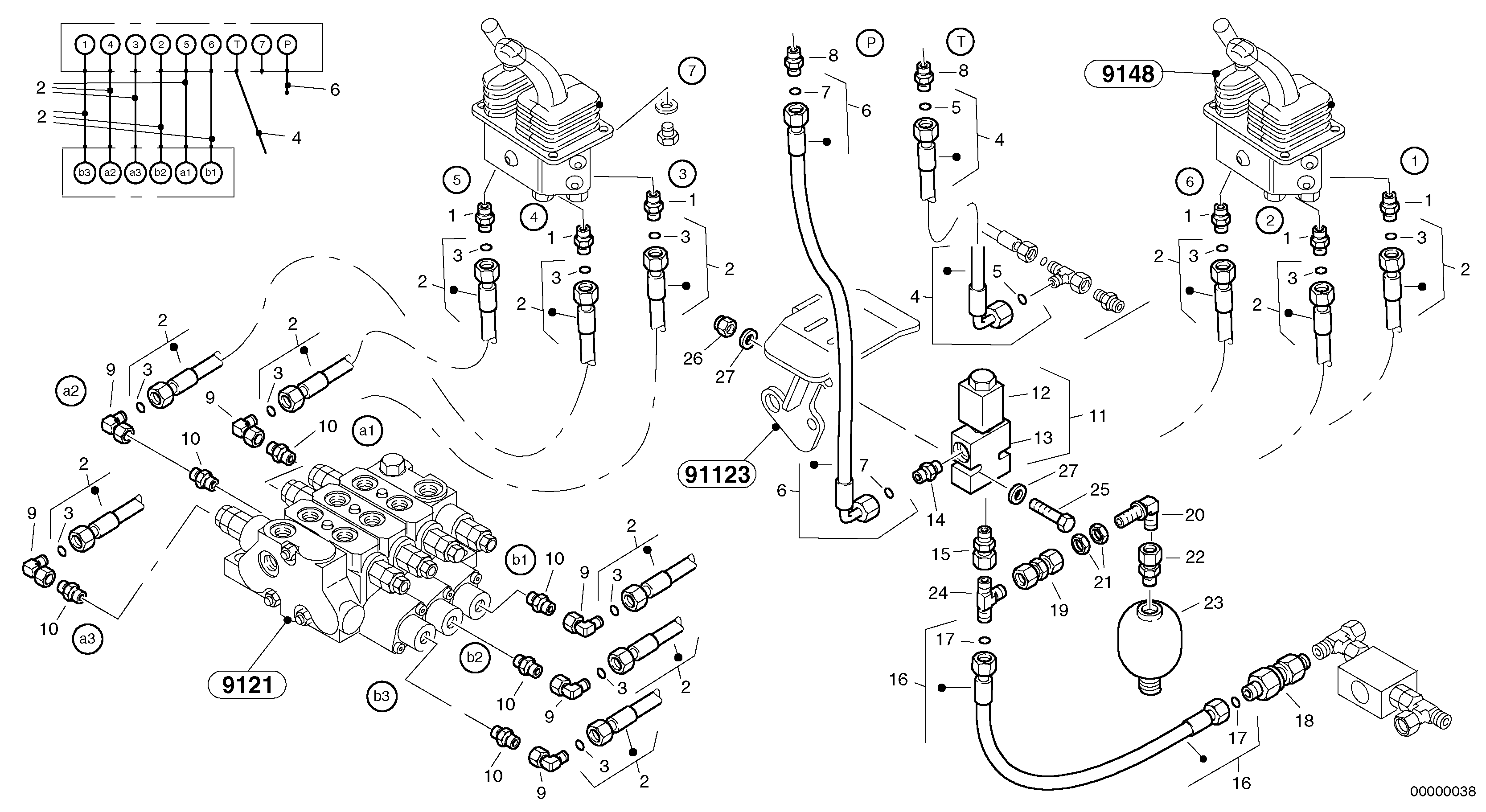 Схема запчастей Volvo L32 TYPE 184 SER NO - 2200 - 60621 Lines - servo control 