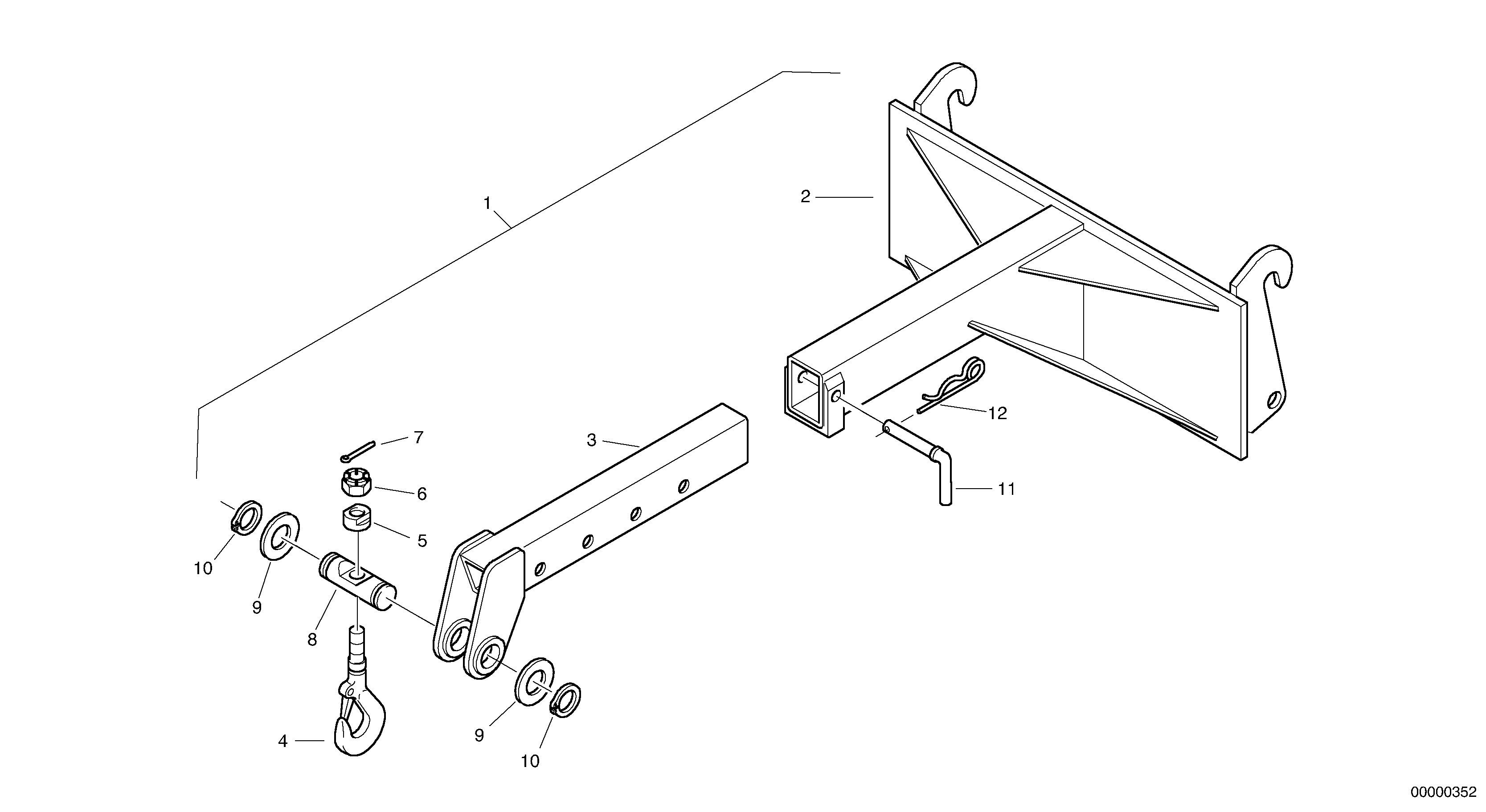 Схема запчастей Volvo L32 TYPE 184 SER NO - 2200 - 5315 Load hook, telescopically 